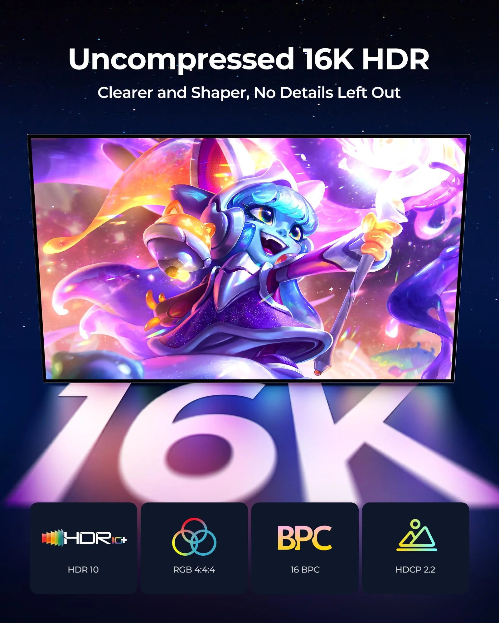 Silkland 16K Mini DisplayPort to DisplayPort 2.1 Cable, [16K@60Hz, 8K@120Hz, 4K@240Hz] 80Gbps Bi-Directional, HDR, G-Sync, Mini DP [Thunderbolt 2] for Gaming Laptop, MacBook, Monitor,6.6FT 6.6FT - Image 4