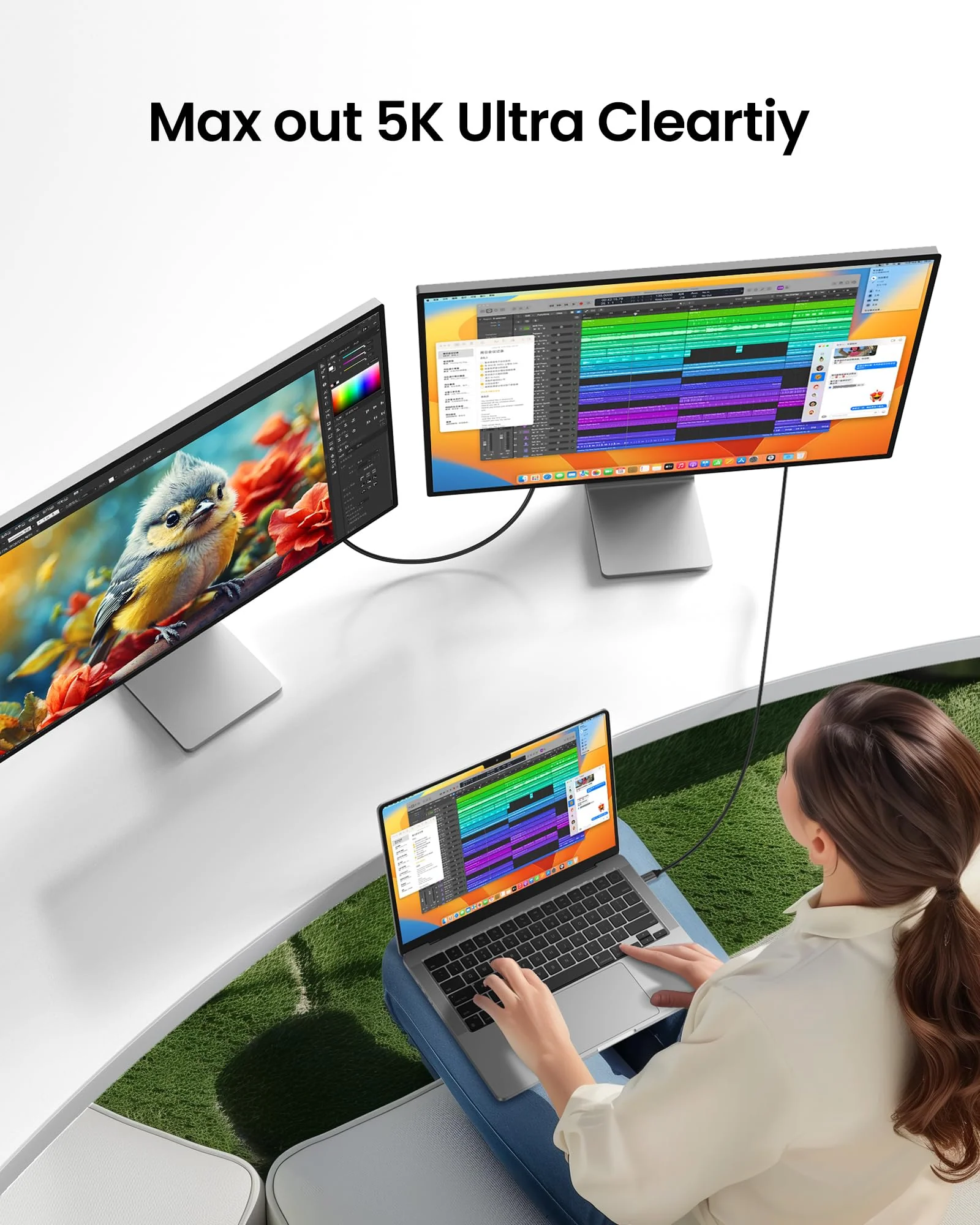 Silkland USB 4 Cable for Long Thunderbolt 4 Cable 16.5FT/5M, 20Gbps Data Transfer, Supports 5K/4K@60Hz, 240W Charging, USB C Video Cable Compatible for Thunderbolt 3, MacBook, SSD, Docking,VR Headset - Image 4