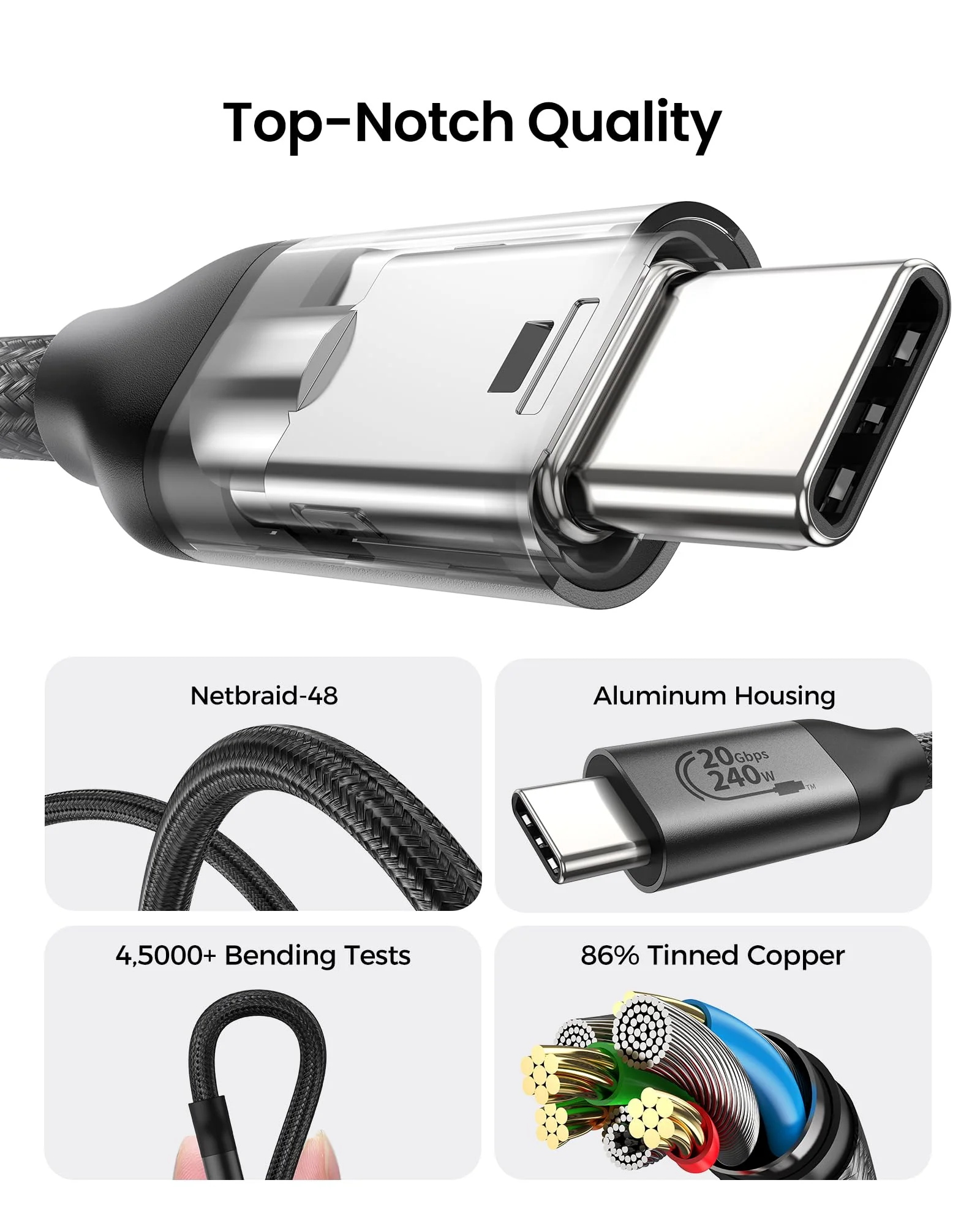 Silkland USB 4 Cable for Long Thunderbolt 4 Cable 16.5FT/5M, 20Gbps Data Transfer, Supports 5K/4K@60Hz, 240W Charging, USB C Video Cable Compatible for Thunderbolt 3, MacBook, SSD, Docking,VR Headset - Image 7