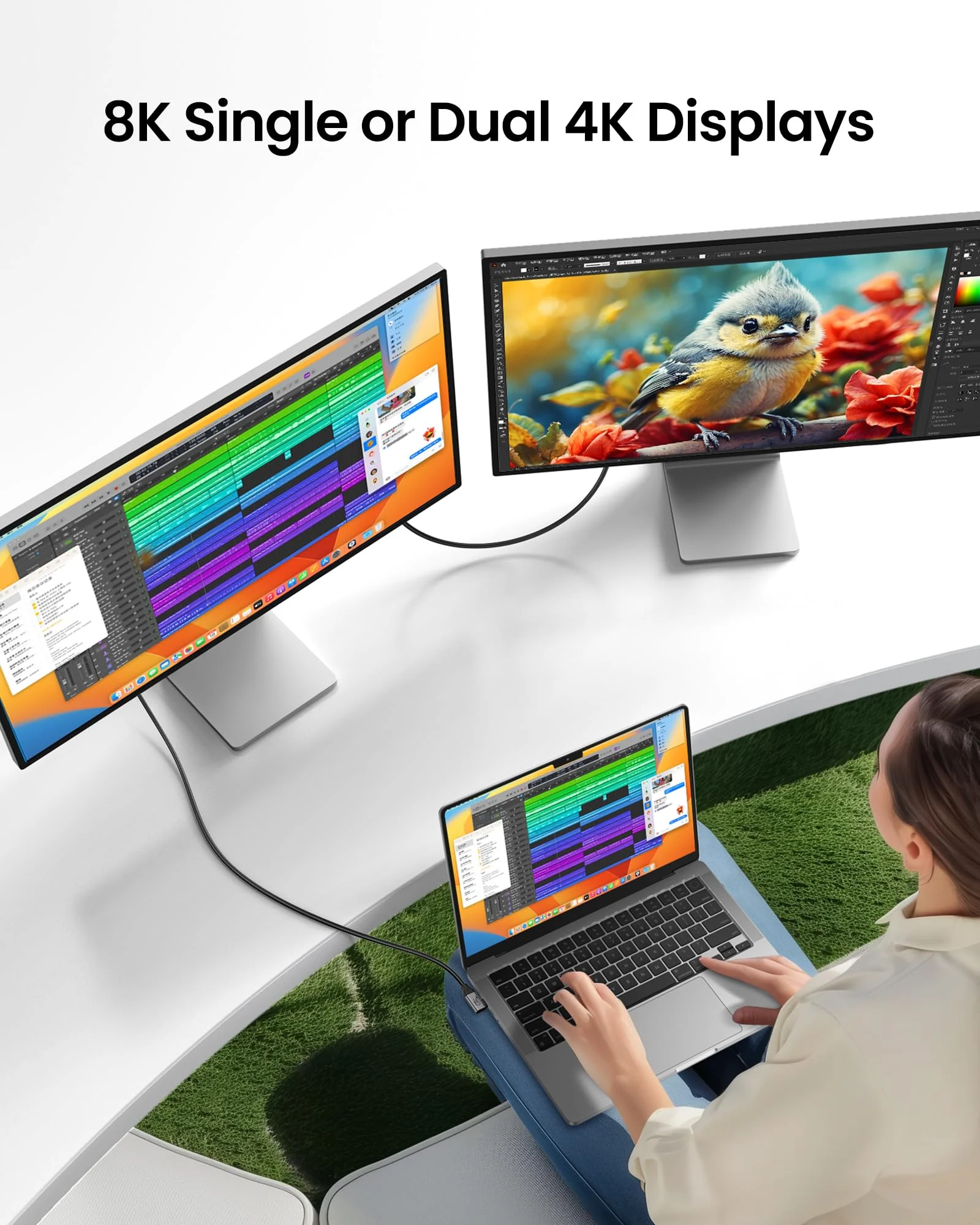 Silkland USB 4 Cable for Thunderbolt 4 Cable Right Angle 90 Degree 1FT, 40Gbps Data Transfer, 8K/5K/4K@60Hz Monitor Cable, 240W Fast Charging Compatible for MacBook, iPhone 16, iPad, Docking, SSD 1 Feet - Image 4