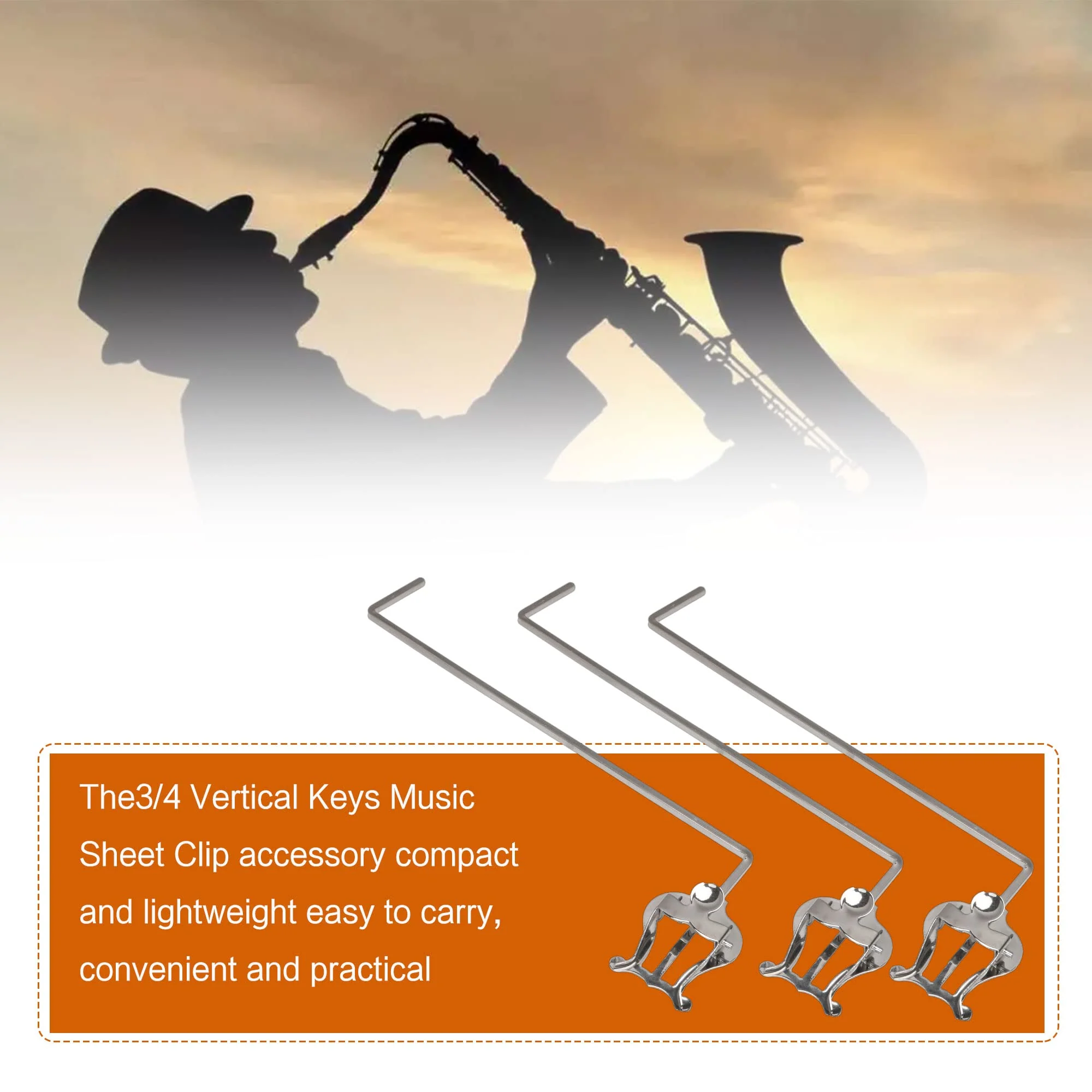 Silver 3/4 Vertical Keys Euphonium Marching Clip, 3/4 Vertical Keys Music Sheet Clip - Image 4