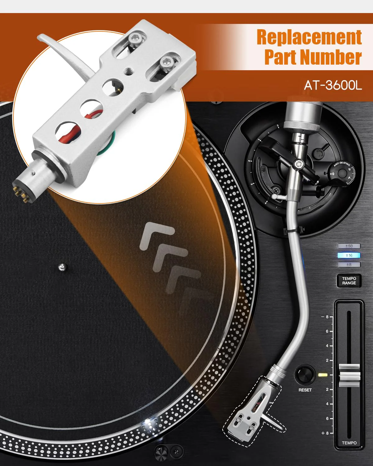 Silver Headshell, AT-3600L Magnetic Cartridge Stylus Fit for Pioneer PLX-1000 PL-518 PL-530 PL-A35 PLX-500 PL-560 PL-200 PL-516 PL-255 PL-200X XL-A700 PL-A45D Silver Headshell - Image 4