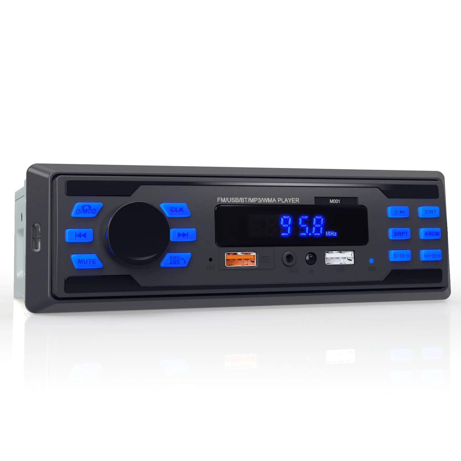 Single DIN Bluetooth Car Stereo, Handsfree Car Radio Receiver & Car Audio System | Dual USB Ports/FM/AUX/MP3/EQ/USB Charging | Universal Fit for Cars Trucks SUV