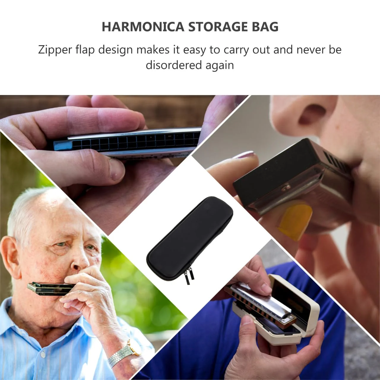 Single Harmonica Case Storage Bag: Harmonica Carrying Case Hard Shell Zipper Pouch Musical Instrument Accessories - Image 2
