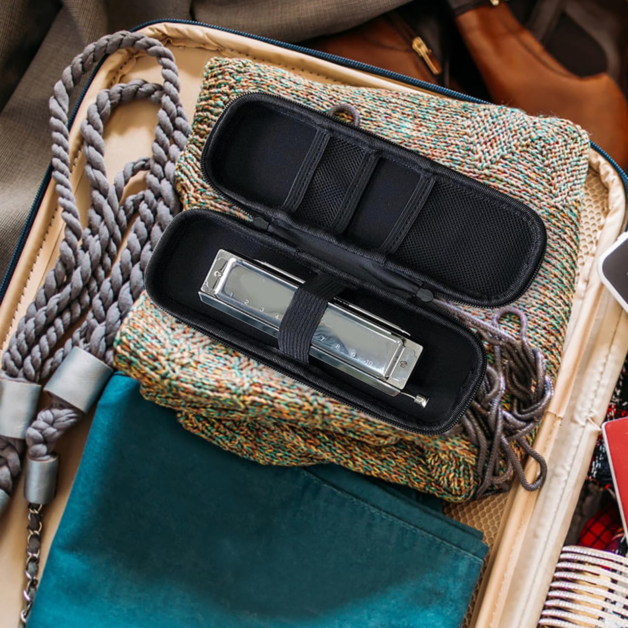 Single Harmonica Case Storage Bag: Harmonica Carrying Case Hard Shell Zipper Pouch Musical Instrument Accessories - Image 5
