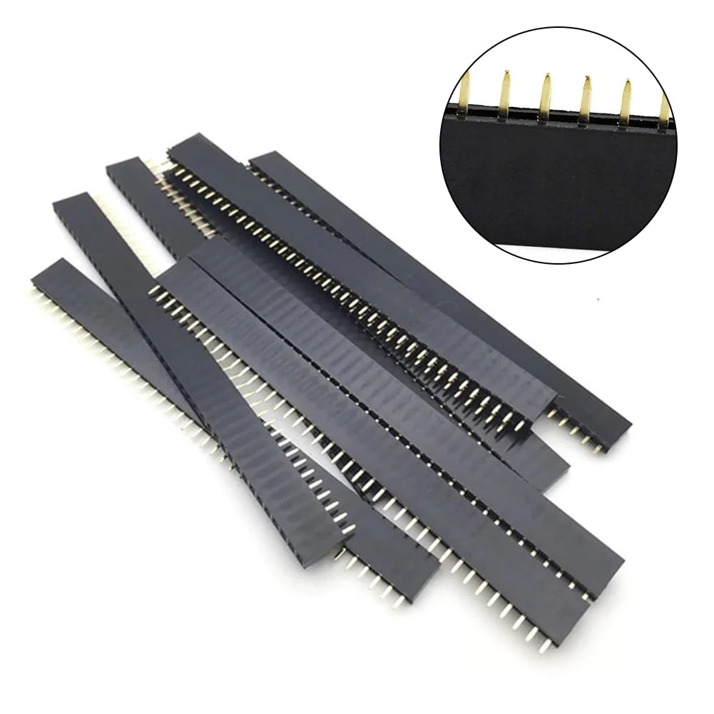 Single Row Female Header, Single Row Header Connector, Female Male Pin Header, Female Pin Header Connector Kit, 40 Pins, 2.54 mm Pitch, Single Row, Straight, 40 Pieces - Image 2