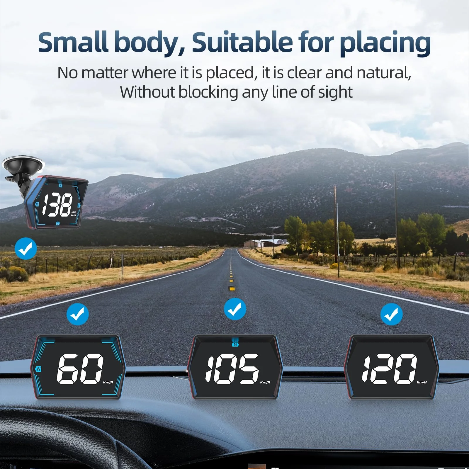 SinoTrack GPS Speedometer Universal MPH Speedometer Heads-Up Display for Car GPS Speedometer Large Screen HUD with Over Speed Alarm Fatigued Driving Alert for All Vehicle - Image 4