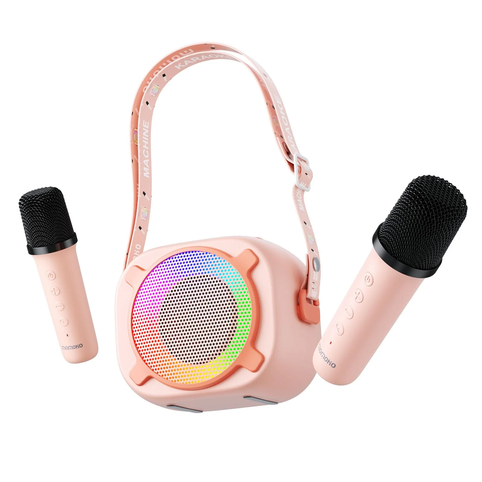 Siren K1 Mini Karaoke Machine for Kids, Portable Bluetooth Speaker with 2 Wireless Mics & Party Lights, Magic Voice Effects for 3-12 Year Old Girls & Boys (Pink)