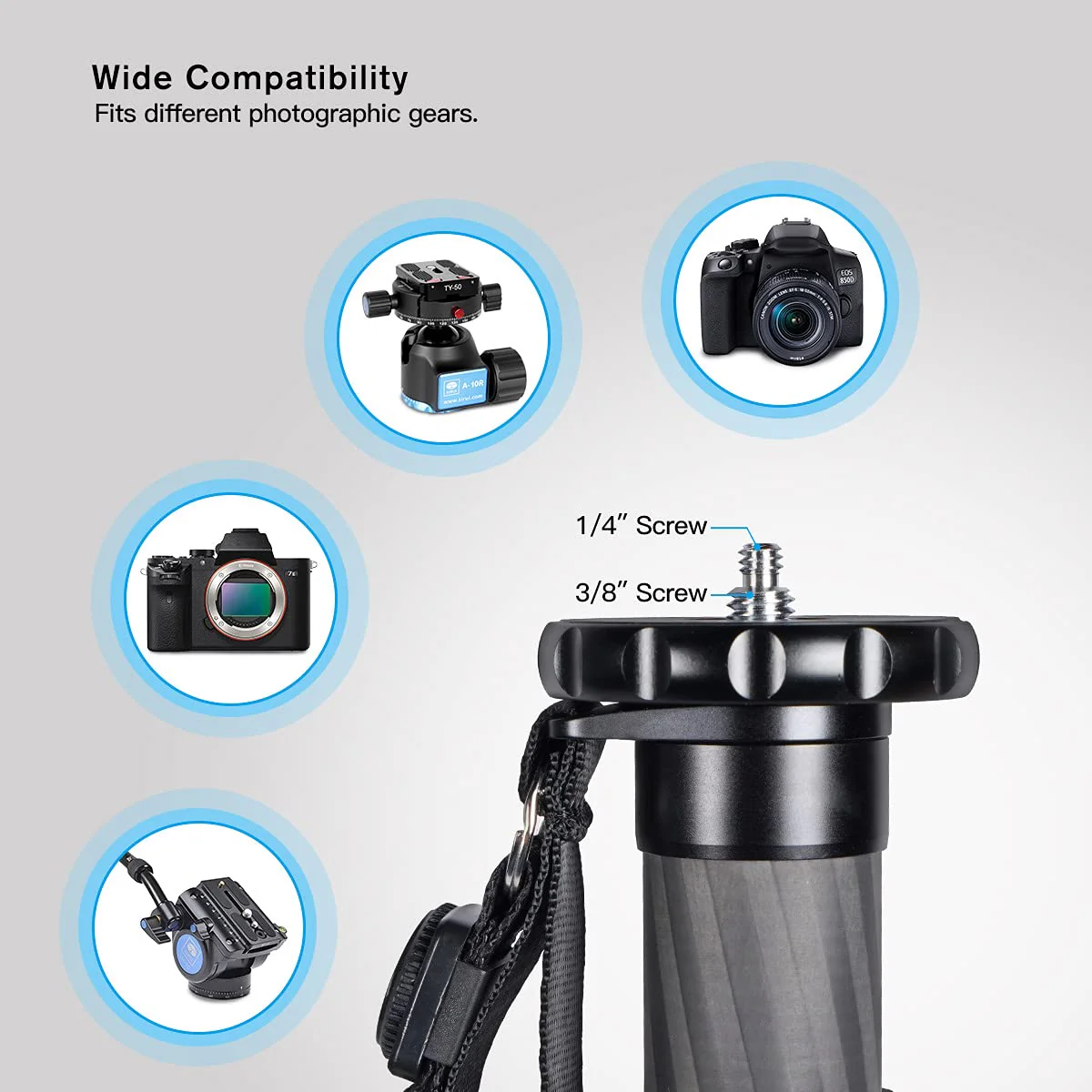 SIRUI Camera Monopod AM-326M 6 Section Carbon Fiber Portable Compact Lightweight Travel Monopod - Image 5