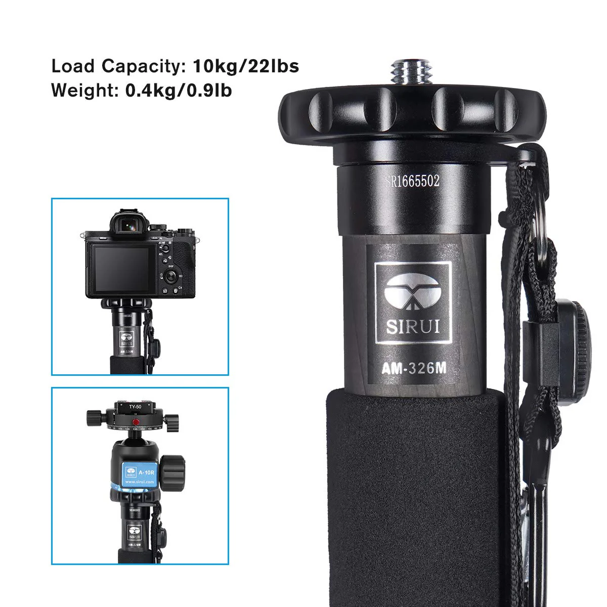 SIRUI Camera Monopod AM-326M 6 Section Carbon Fiber Portable Compact Lightweight Travel Monopod - Image 6
