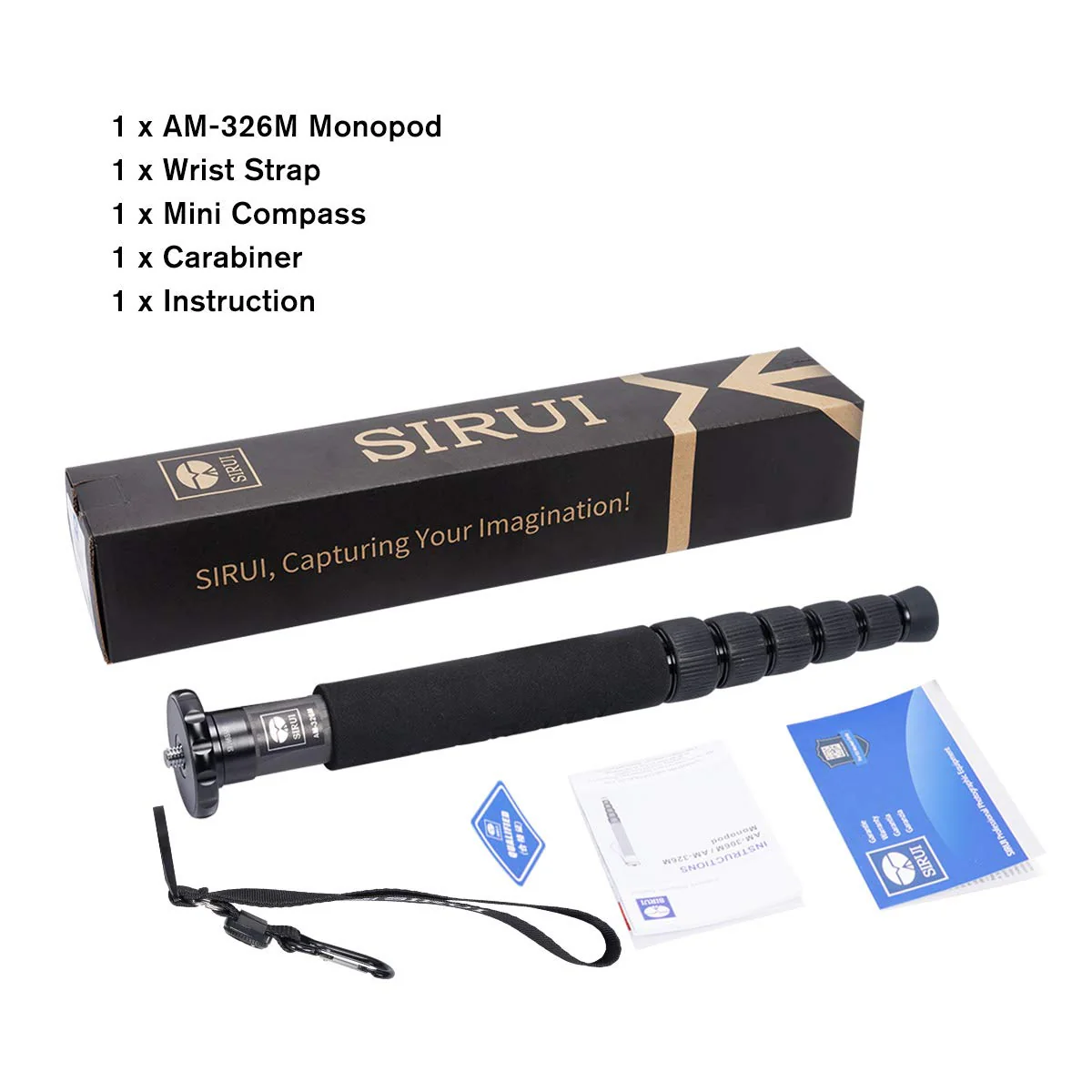 SIRUI Camera Monopod AM-326M 6 Section Carbon Fiber Portable Compact Lightweight Travel Monopod - Image 8