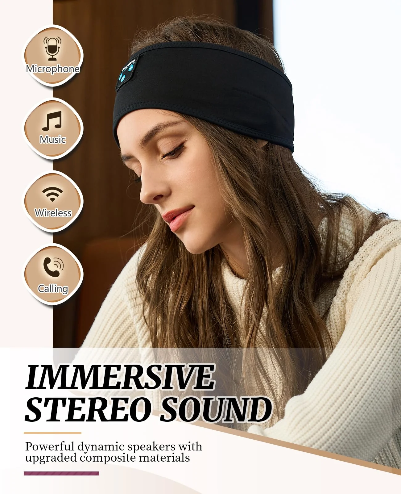 Sleep Headphones, Sports Headband Bluetooth Headphones, Wireless Music Sleeping Headphones, Long Time Play Headphone Band with Built in Speakers Perfect for Sleep,Workout,Running,Yoga,Travel - Image 4