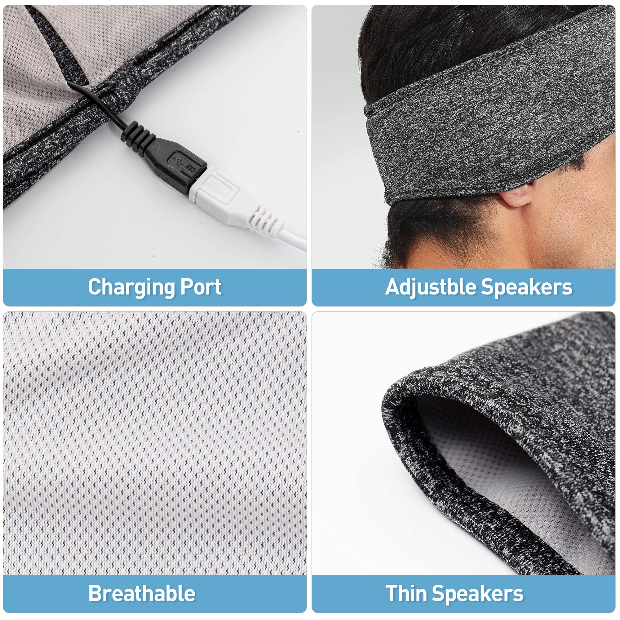 Sleep Headphones Wireless, Perytong Bluetooth Sports Headband Headphones with Ultra-Thin HD Stereo Speakers Perfect for Sleeping,Workout,Jogging,Yoga,Insomnia, Air Travel, Meditation Grey - Image 9