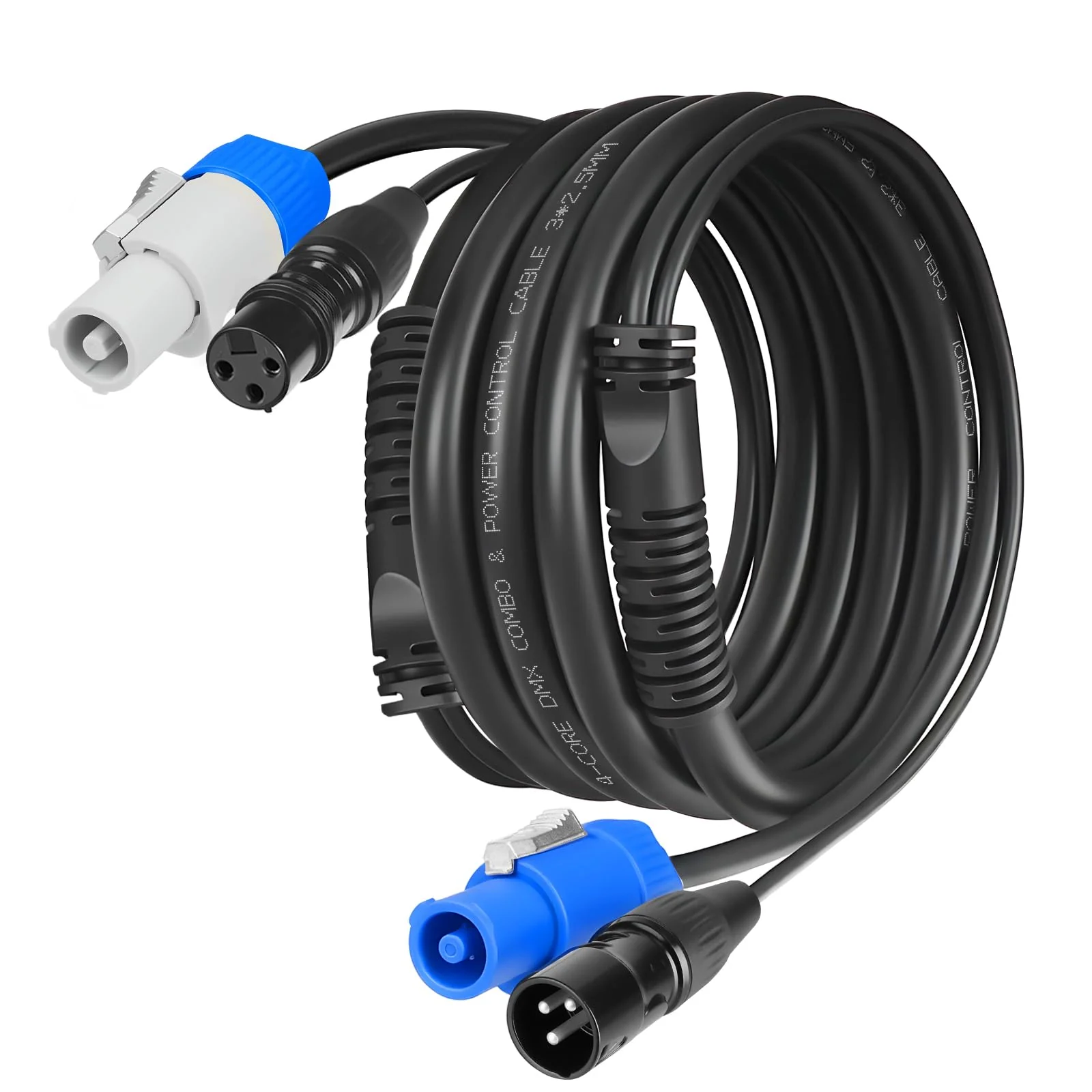 SMALL-EYE 3 Pin DMX & Power Con Combo Link Cable 5 ft – 13AWG Power Control DMX Male to Female Cord for Lighting Fixtures 5 Feet
