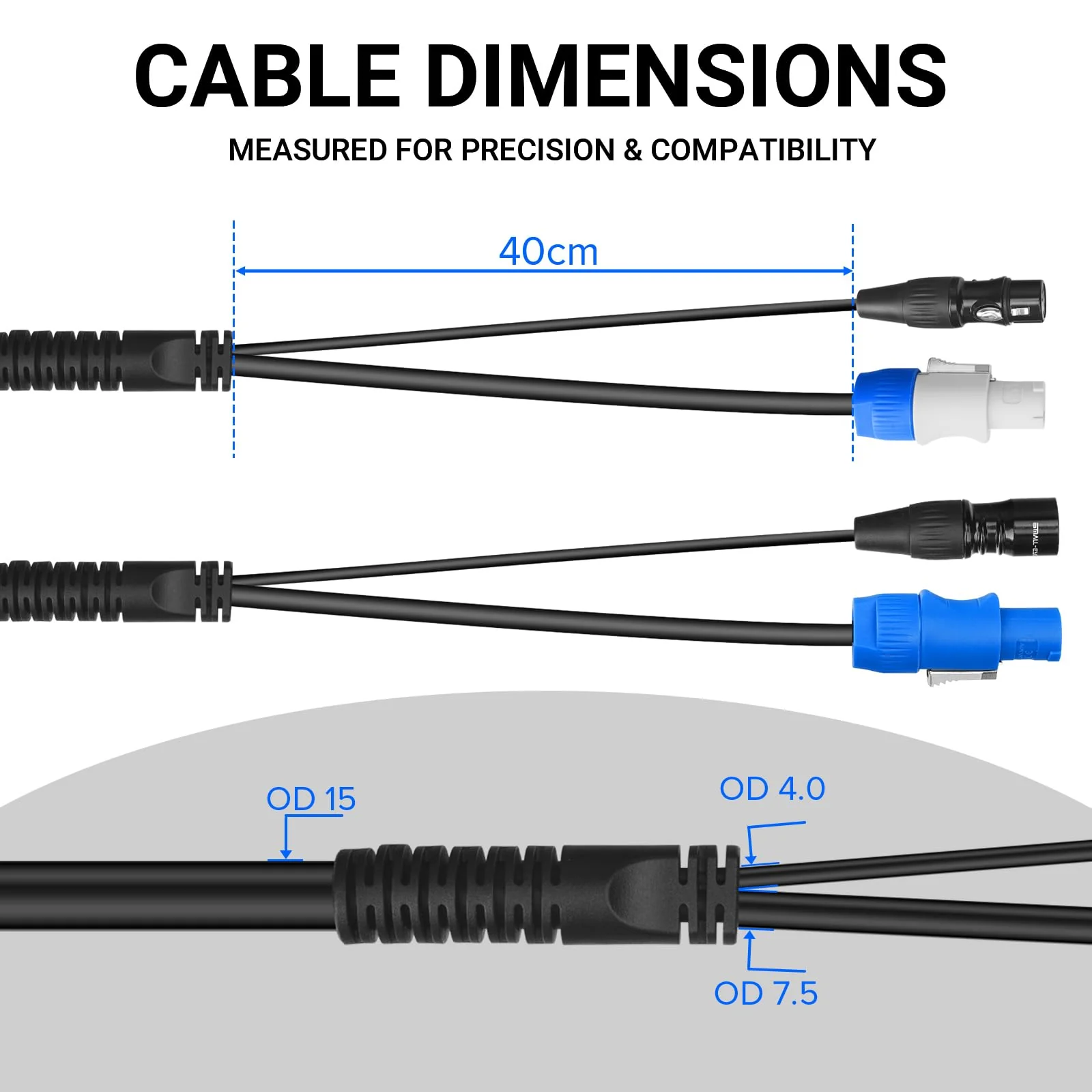 SMALL-EYE 3 Pin DMX & Power Con Combo Link Cable 5 ft – 13AWG Power Control DMX Male to Female Cord for Lighting Fixtures 5 Feet - Image 6
