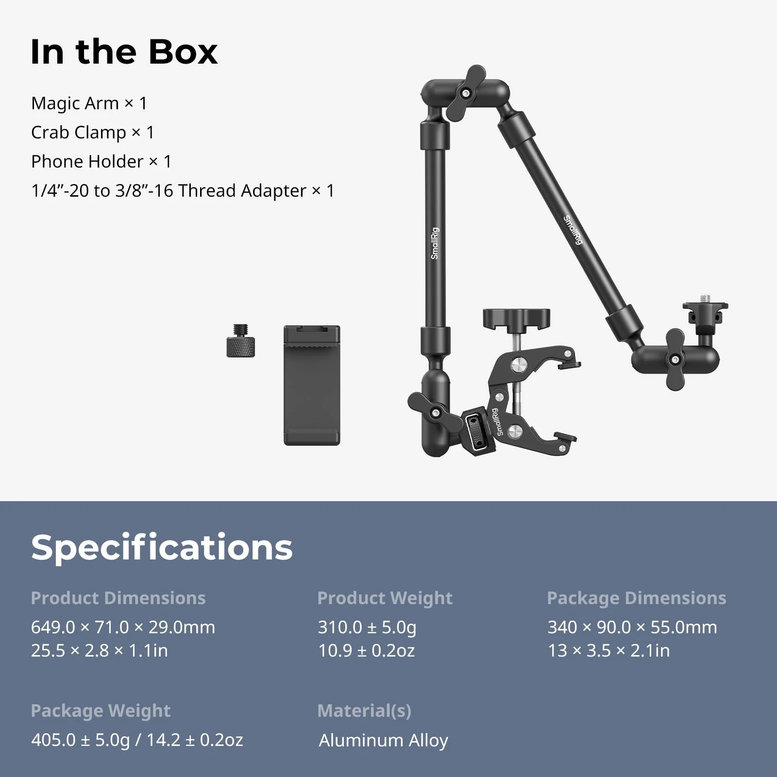 SMALLRIG 22" Magic Arm Clamp, Overhead Phone Mount Holder Stand, Flexible Desk Camera Mount, Articulating Friction Boom Arm, for POV Shot, Filming, Light, Webcam, Action Camera Double Ball Joints - Image 9