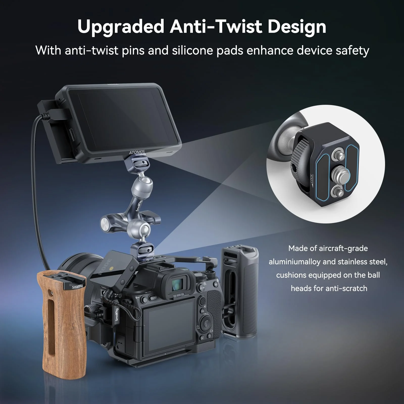 SMALLRIG 7" Rosette Magic Arm, Camera Monitor Mount, Articulating Arm with 1/4"-20 Screws and Anti-Twist Pins, Max Load Capacity 3.5kg Friction Arm, for Cameras, Monitors, LED Lights and Phones 7" Gear Magic Arm - Image 2