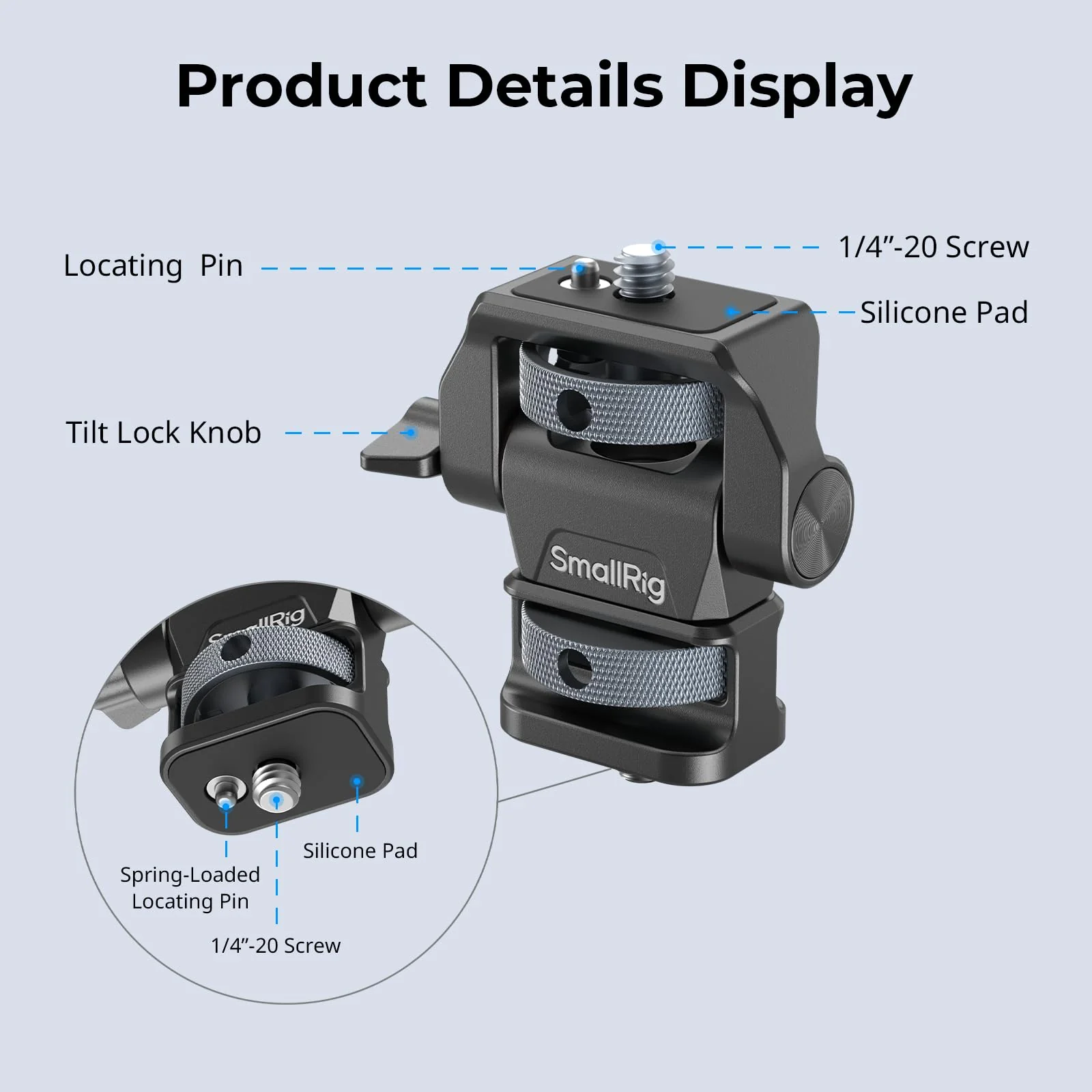 SmallRig Adjustable Camera Monitor Mount, 360° Swivel and 180° Tilt Monitor Holder, with 1/4"- 20 Screws, Bouncy Locating Pins, Anti-Twist Design, for Ninja V and V+ Monitors - Image 2