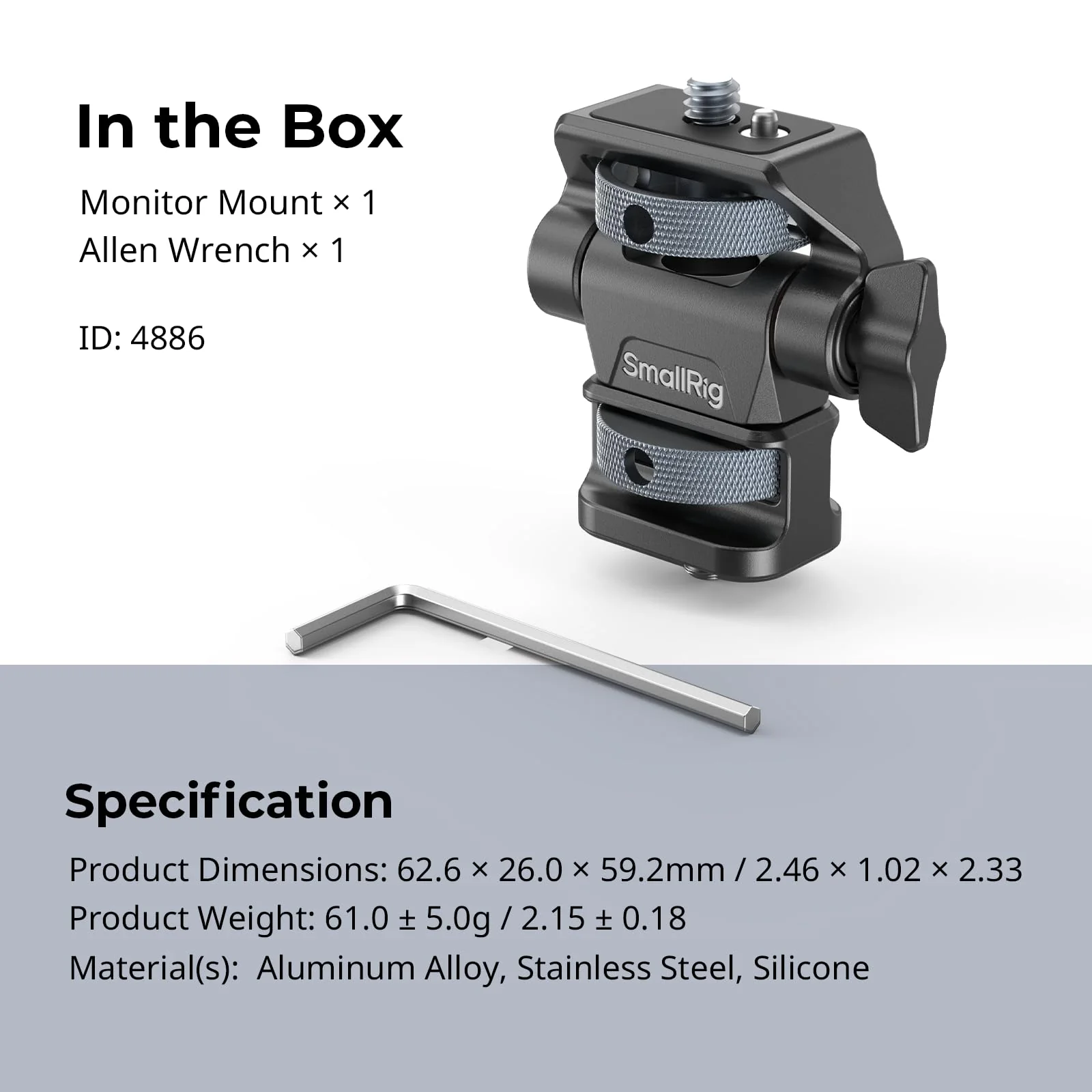 SmallRig Adjustable Camera Monitor Mount, 360° Swivel and 180° Tilt Monitor Holder, with 1/4"- 20 Screws, Bouncy Locating Pins, Anti-Twist Design, for Ninja V and V+ Monitors - Image 8