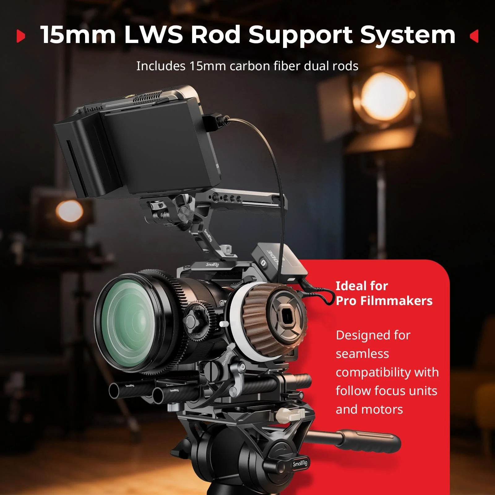 SMALLRIG Camera Base Plate Kit with 15mm LWS Rod Rail Clamp, Carbon Fiber 15mm Rods (8'' / 20cm), for Sony A6500 A6600 A6300, for Canon R5 R6, for Sony A7SIII / A7III, Both for Cameras & Cages - 5609 Base Plate+15mm Rods - Image 2