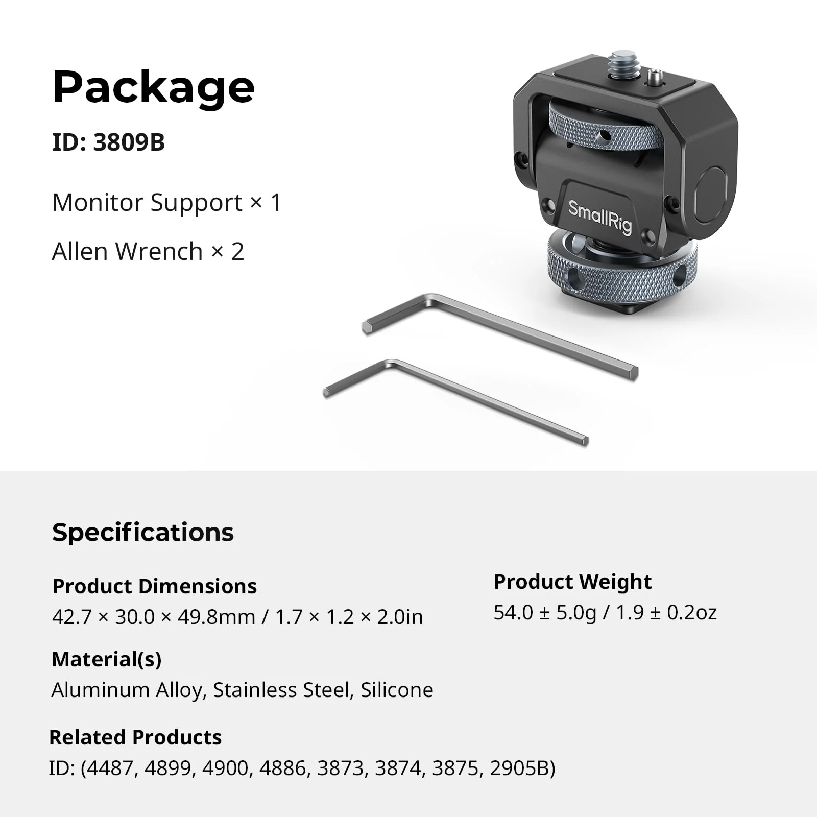 SmallRig Camera Monitor Mount Lite with Cold Shoe, Swivel 360° and Tilt 180° Holder for Field Monitor, LED, Flash and Video Shooting Photography Accessories, Max Load Capacity of 90° Tilt 3.2kg - Image 9