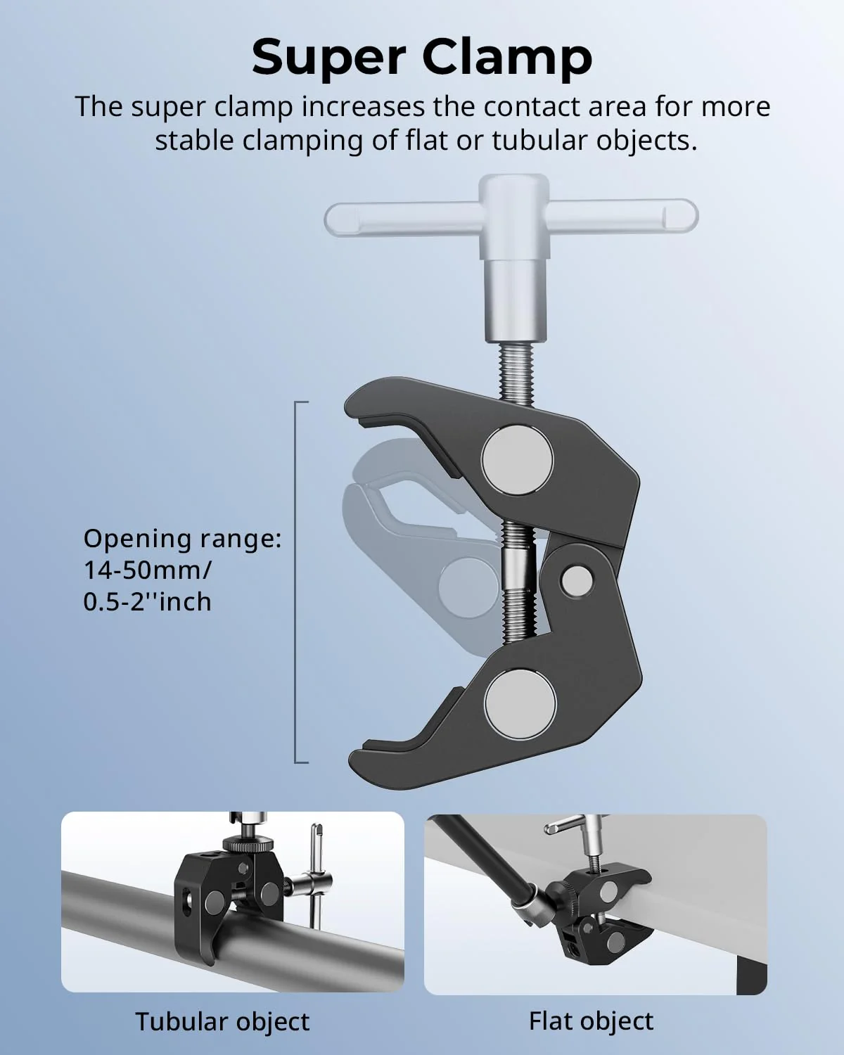 SmallRig Clamp w/ 1/4" and 3/8" Thread Holes, 9.8 Inches Adjustable Friction Power Articulating Magic Arm with Phone Holder for Action Cameras, Smartphones, LCD Monitor/LED Lights - 5326 9.8''+phone clamp - Image 3