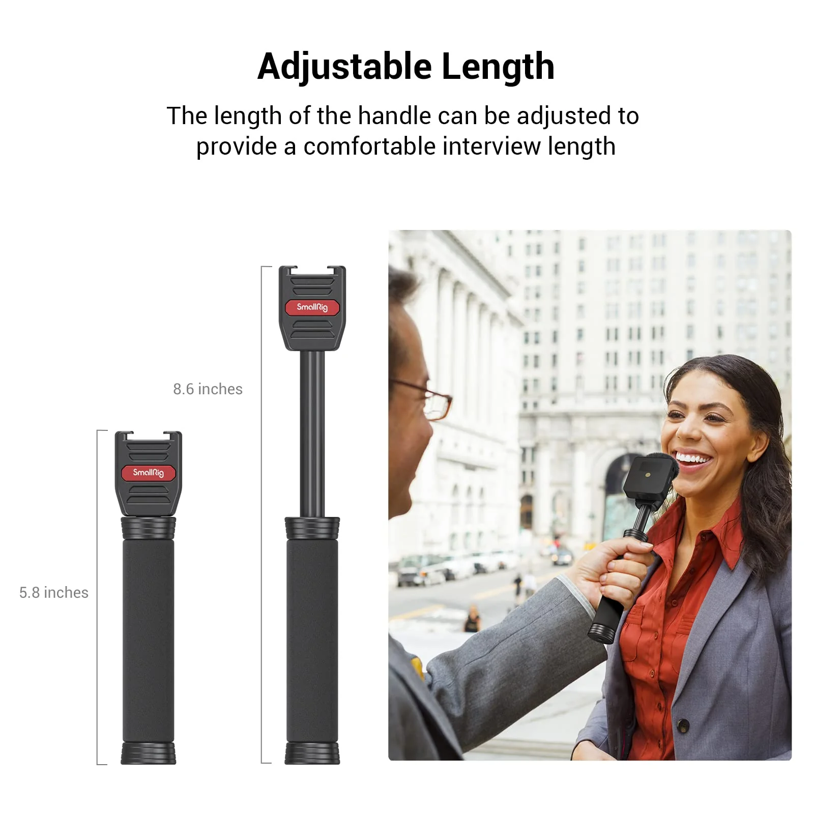 SMALLRIG Interview Mic Handle, Stretchable Mic Handle for RODE Go, for DJI, for Hollyland Lark 150, for Synco G1/A2 and Other Lavalier Microphones with Cold Shoe 3182 - Image 3