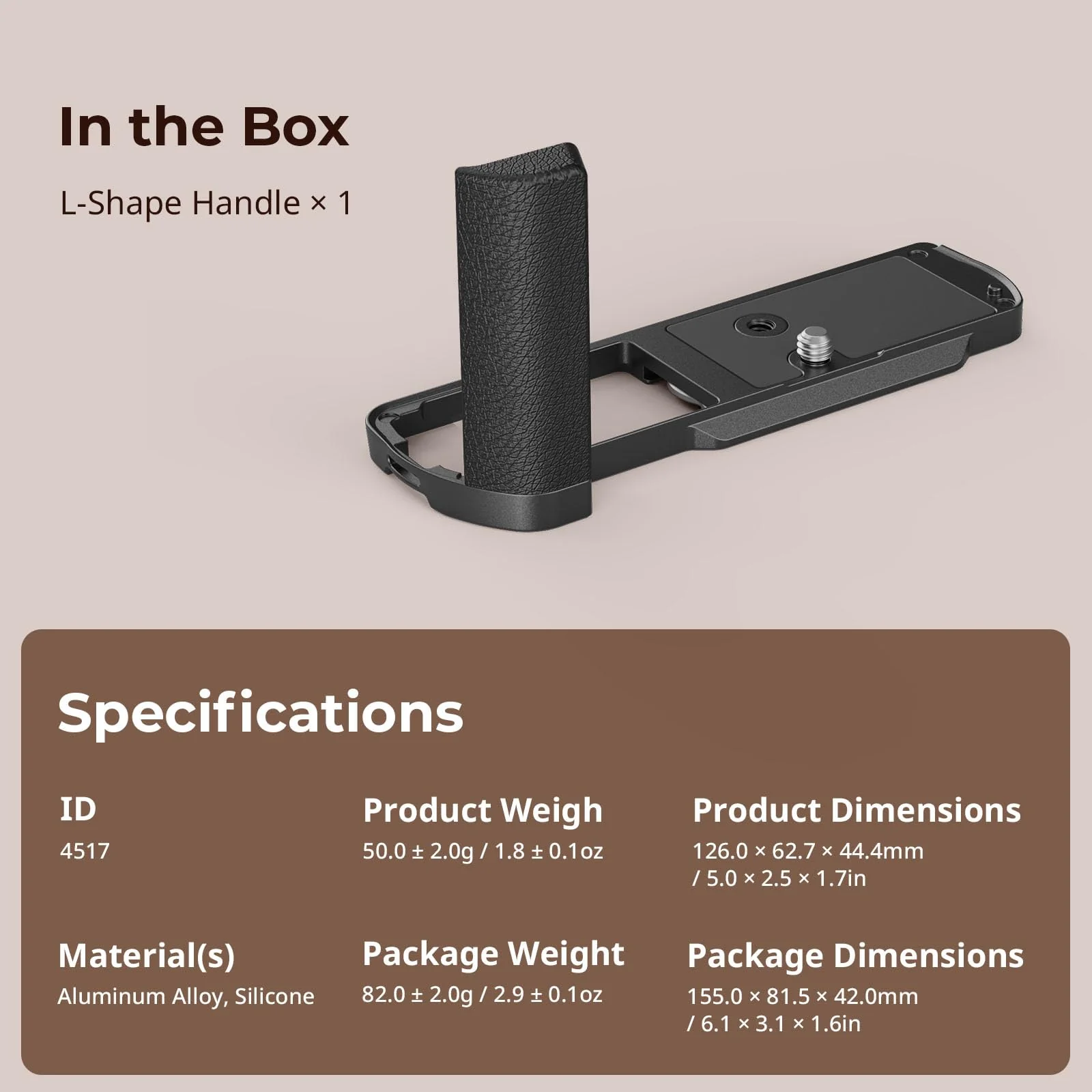 SmallRig L-Shape Handle for Panasonic LUMIX S9 with Ergonomic Silicone Grip, Built-in Quick-release Plate for Arca for Quickly Switch on Tripods/Handheld Shooting - 4517 - Image 7