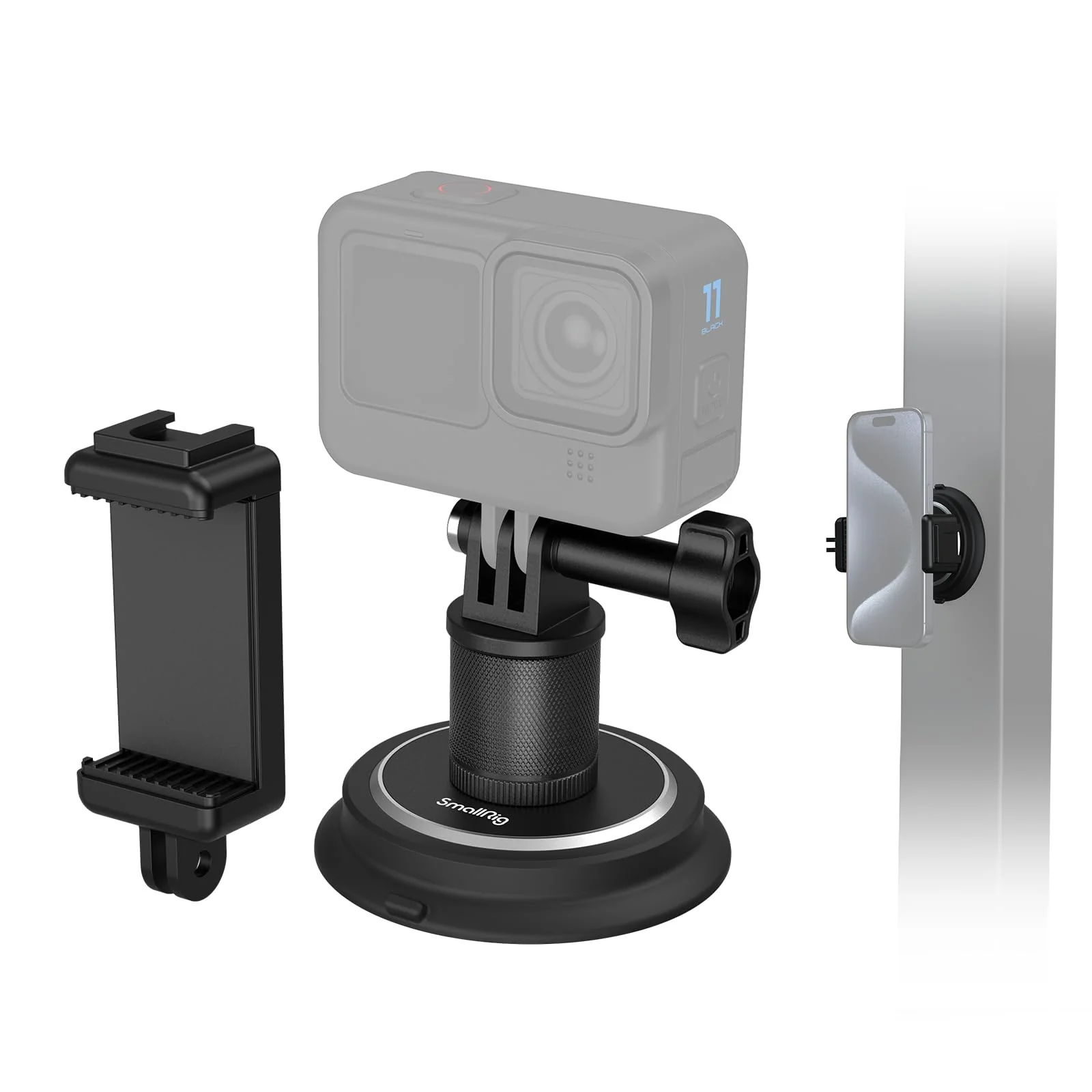 SMALLRIG Magnetic Mount for Gopro, Powerful Camera Car Mount Outside for Gopro, for Insta360 and Phone, 360?Rotation for Car and Gym Single magnetic mount w 360° base