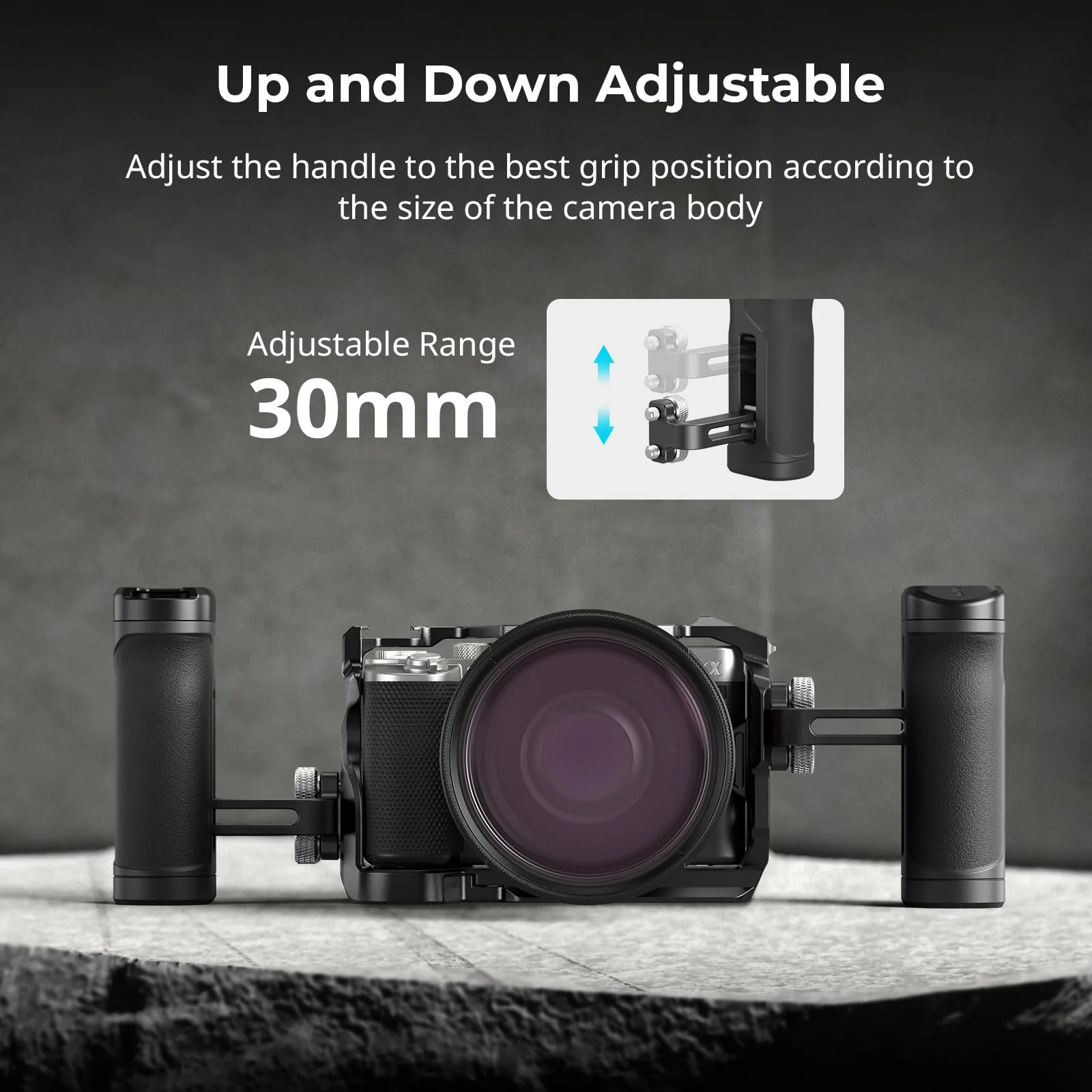 SmallRig Mini Side Handle for 1/4"-20 Threaded Holes, Camera Cage Handle for Left or Right Hand, Up and Down Adjustable, with Built-in Cold Shoe & Threaded Hole - 4755 Mini Screw Side Handle - Image 4