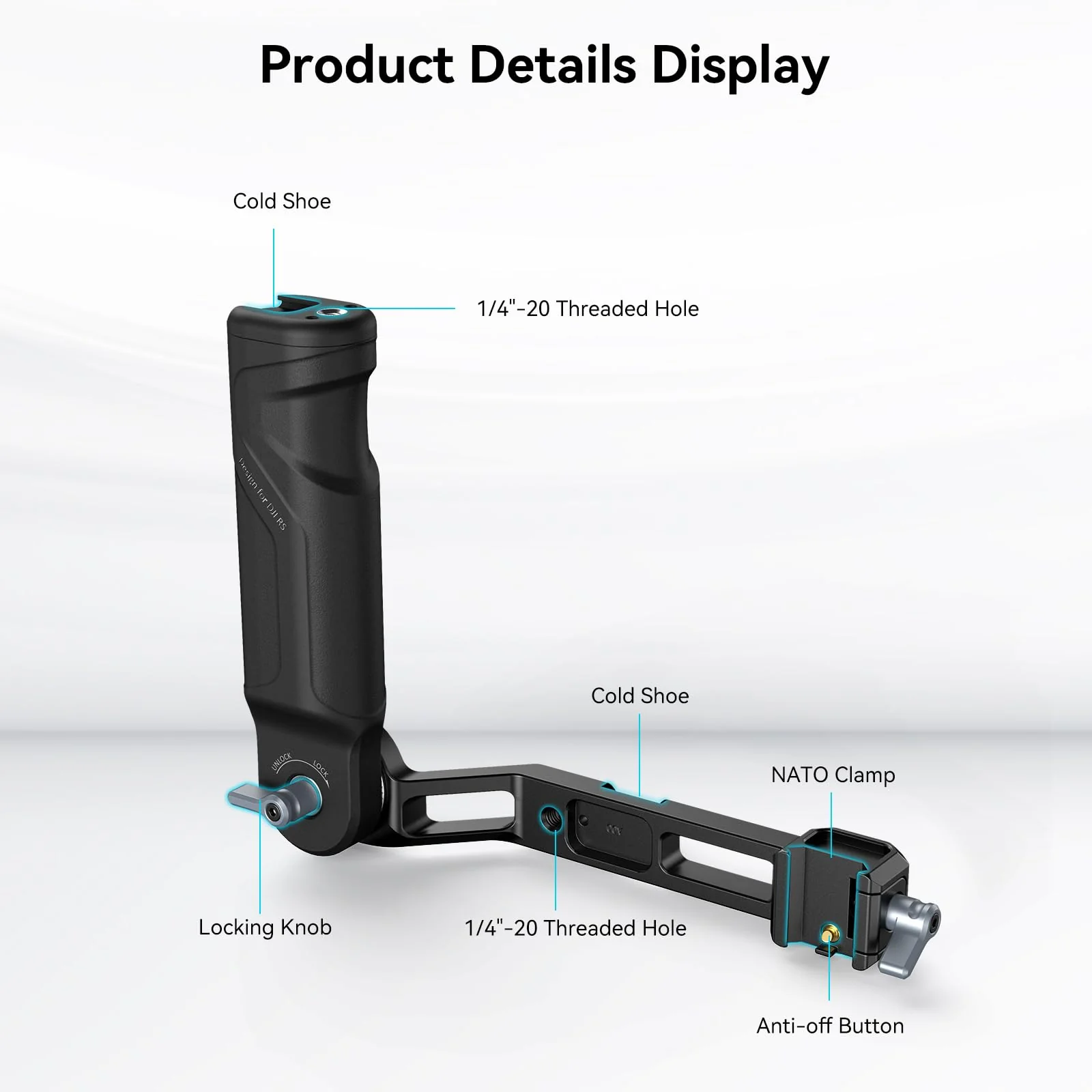 SmallRig Plastic Lightweight Adjustable Handle Sling Handgrip Only for DJI RS 3 Mini Gimbal Handheld Stabilizer, with NATO Clamp and Cold Shoe Mount - Image 2