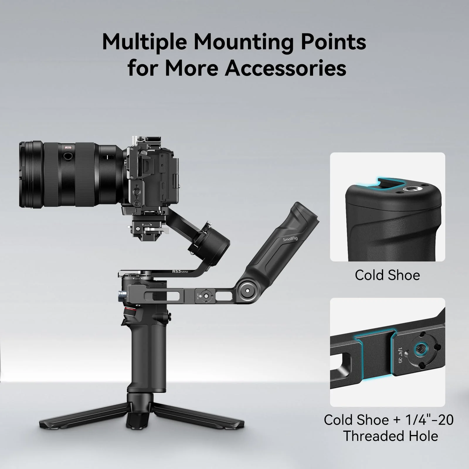 SmallRig Plastic Lightweight Adjustable Handle Sling Handgrip Only for DJI RS 3 Mini Gimbal Handheld Stabilizer, with NATO Clamp and Cold Shoe Mount - Image 5