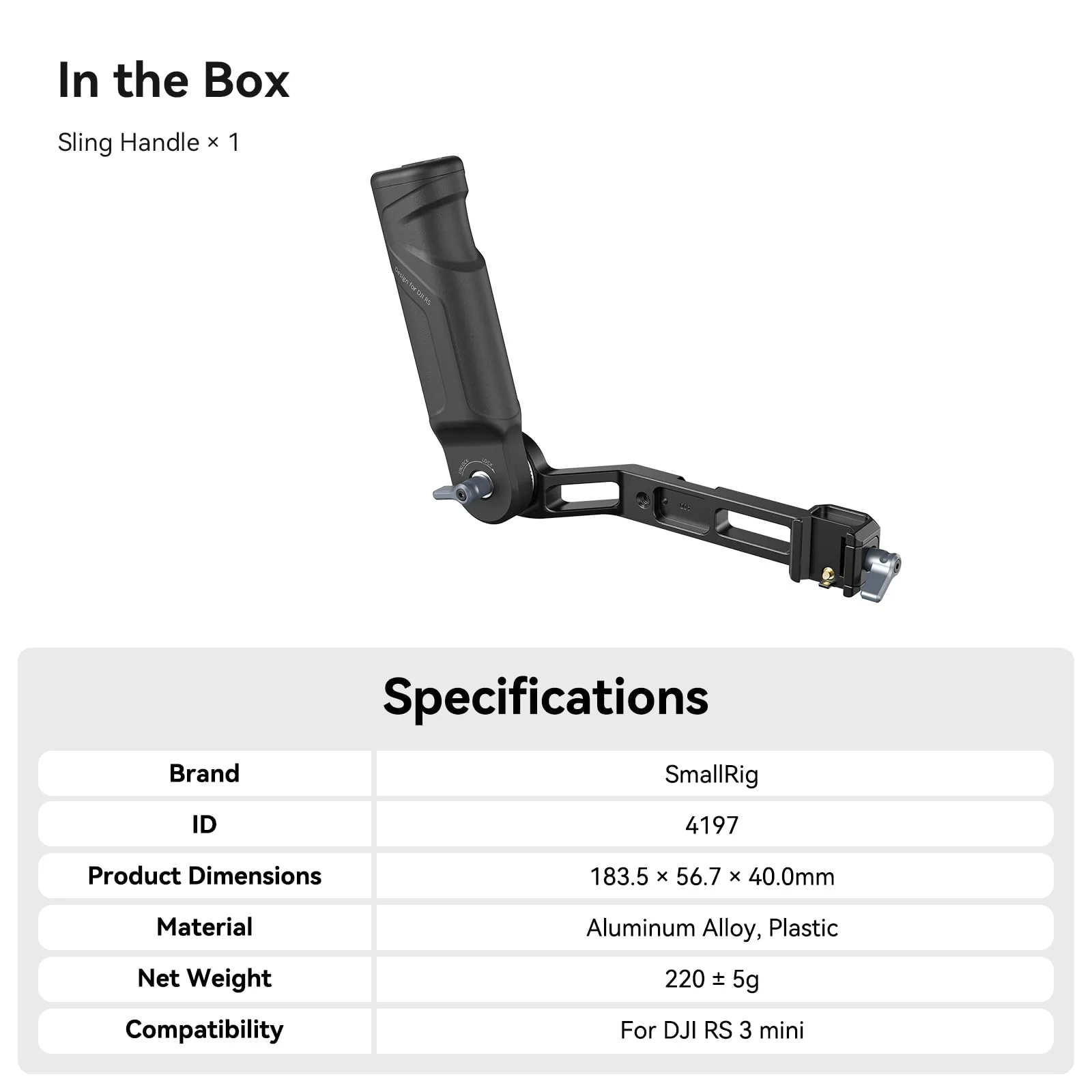SmallRig Plastic Lightweight Adjustable Handle Sling Handgrip Only for DJI RS 3 Mini Gimbal Handheld Stabilizer, with NATO Clamp and Cold Shoe Mount - Image 8