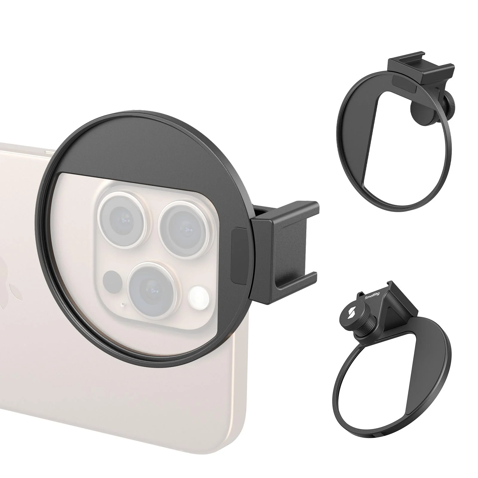 SmallRig Universal 67mm Threaded Filter Adapter for Phone Photography, Compatible with 67mm Threaded Filters & LED Lights, Built-in Cold Shoe Mount -5174