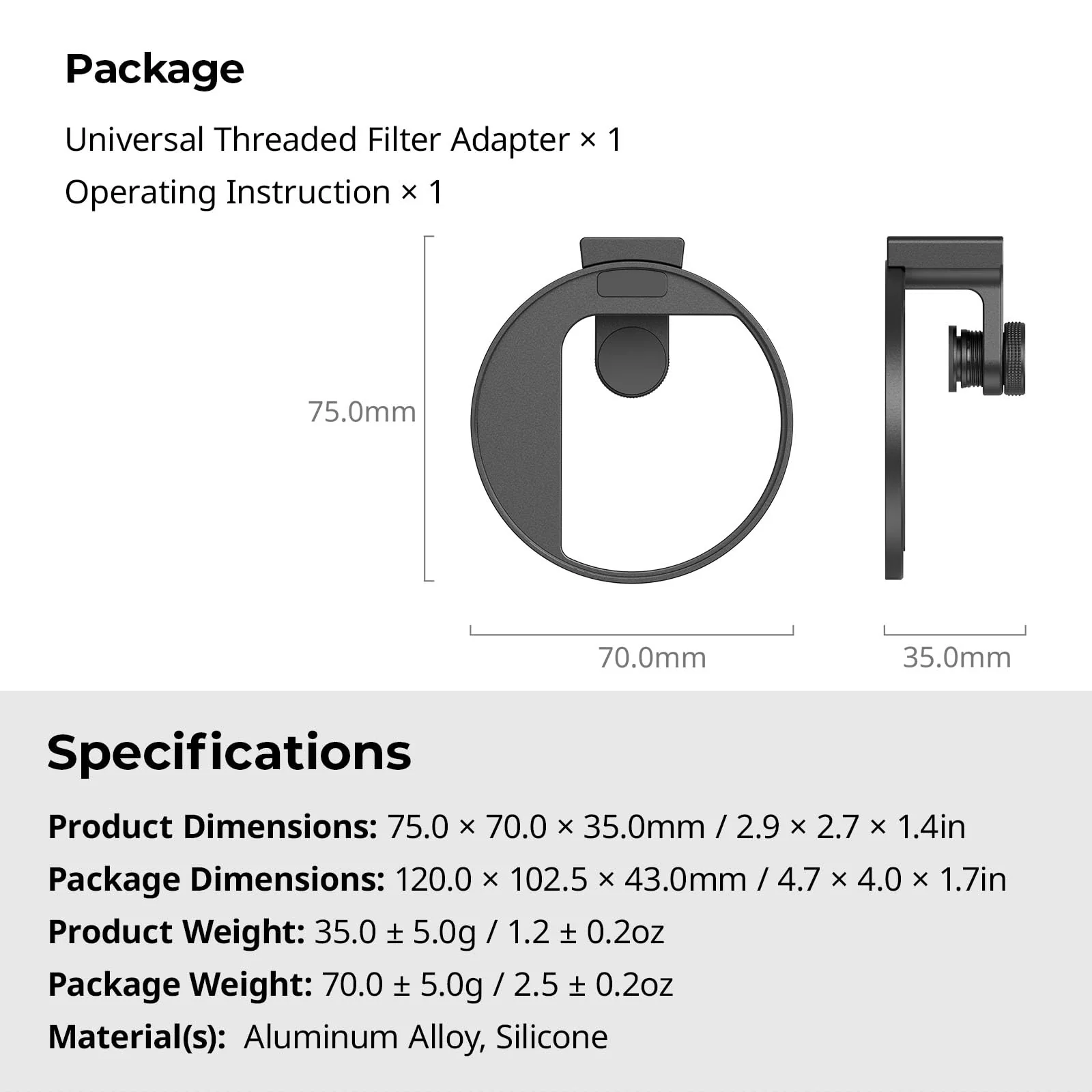 SmallRig Universal 67mm Threaded Filter Adapter for Phone Photography, Compatible with 67mm Threaded Filters & LED Lights, Built-in Cold Shoe Mount -5174 - Image 7