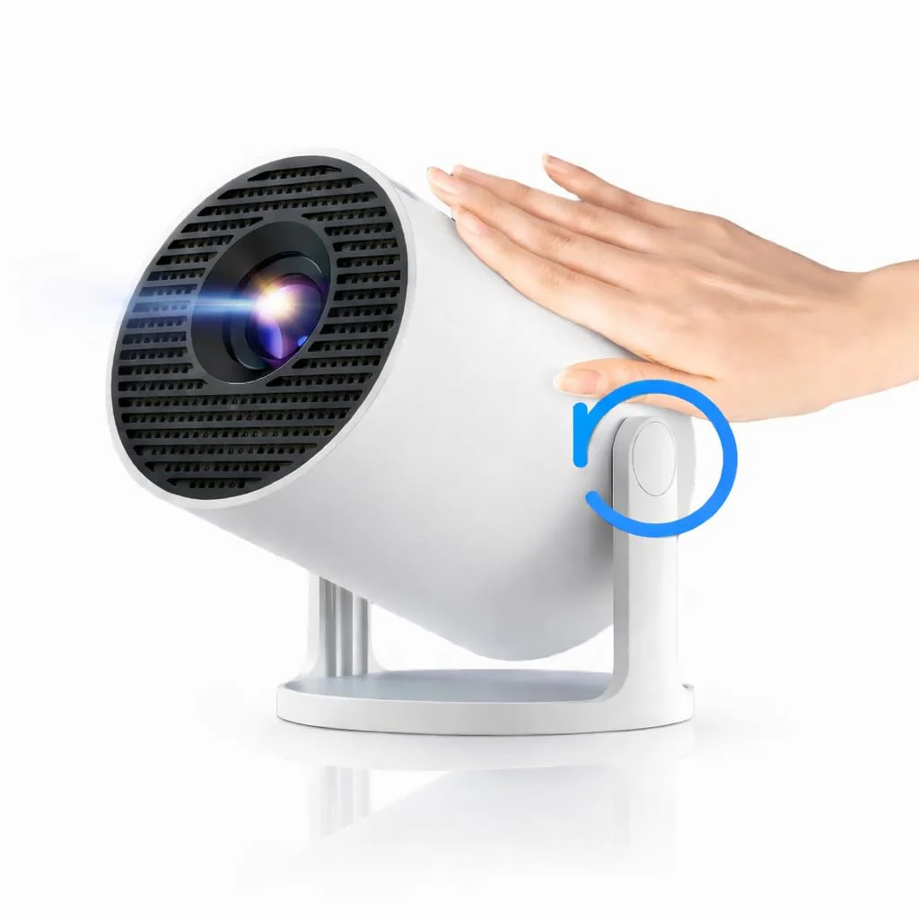 Smart Short Throw Projector with WiFi and Bluetooth, 210° Rotatable Mini Projector with Android System, Built-in Apps, Auto Keystone, Portable Ceiling Movie Projector for Bedroom & Outdoor Use Basic Edition