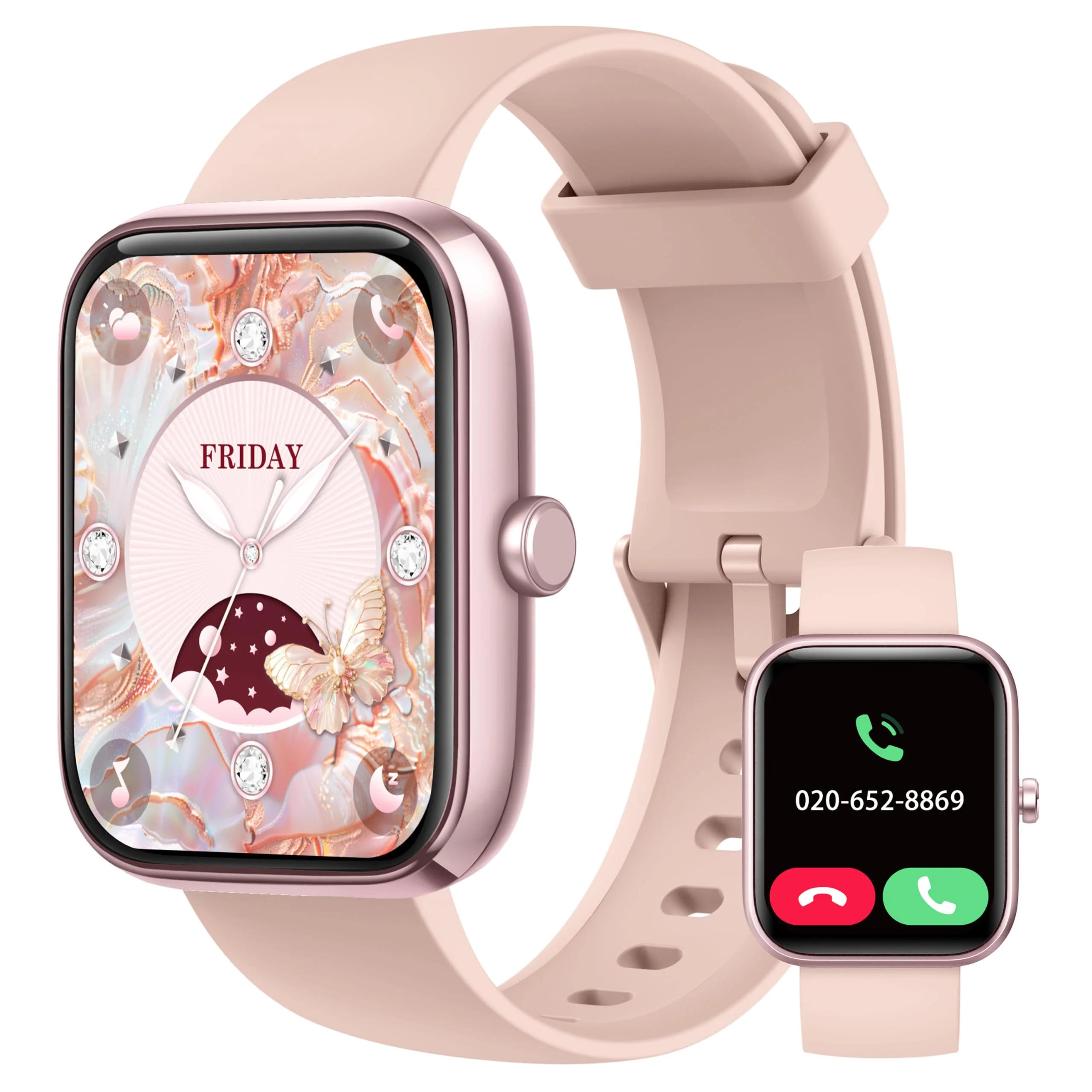 Smart Watch, 1.83'' Smartwatch Women Men Answer Make Calls, Alexa Fitness Watch, IP68 Waterproof Fitness Tracker Watch, Heart Rate / Sleep Monitor, 100+ Sports Pedometer Watch for android & iOS Phone Pink