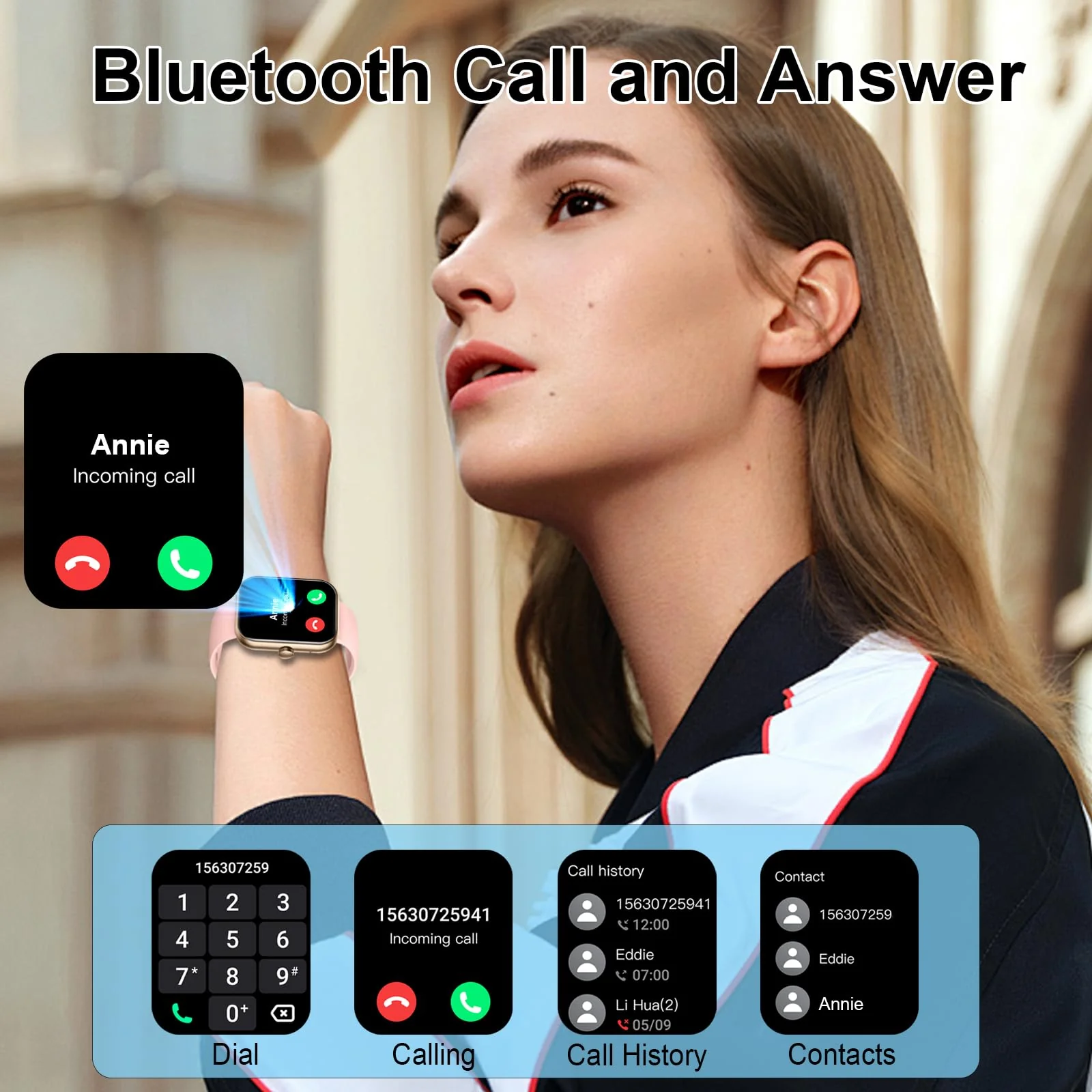 Smart Watch, 1.96" Smartwatch for Women Men (Answer/Make Call), Fitness Tracker with 110+ Sport Modes, IP68 Waterproof, Heart Rate/Sleep/Spo2 Monitor, Pedometer, Activity Tracker for Android iOS Rose - Image 2