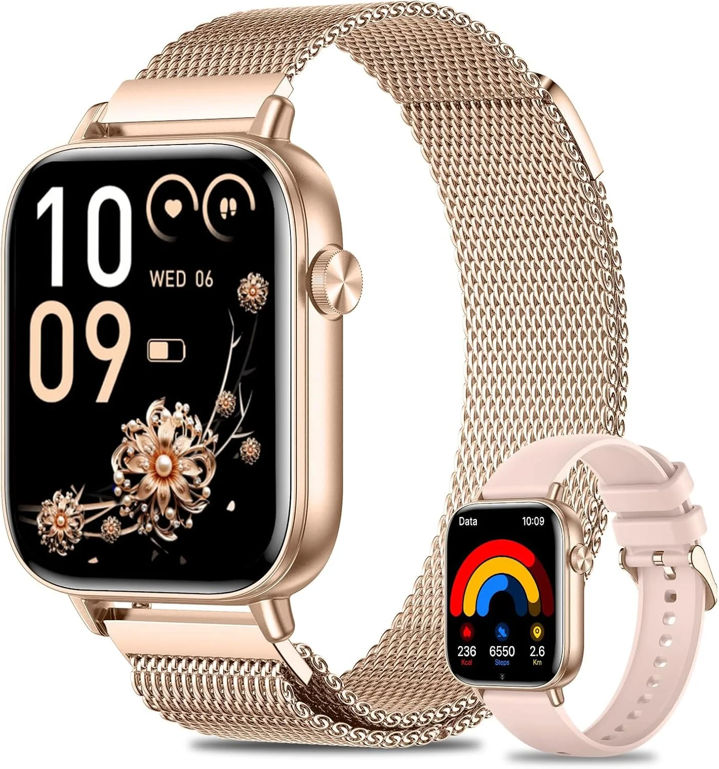 Smart Watches for Women, Android Smart Watch for Phones (Make Calls), 1.85" HD Fitness Tracker Watch with Blood Pressure/Heart Rate/Sleep Monitor, 110+ Sport Modes Fitness Watches for Women/Men