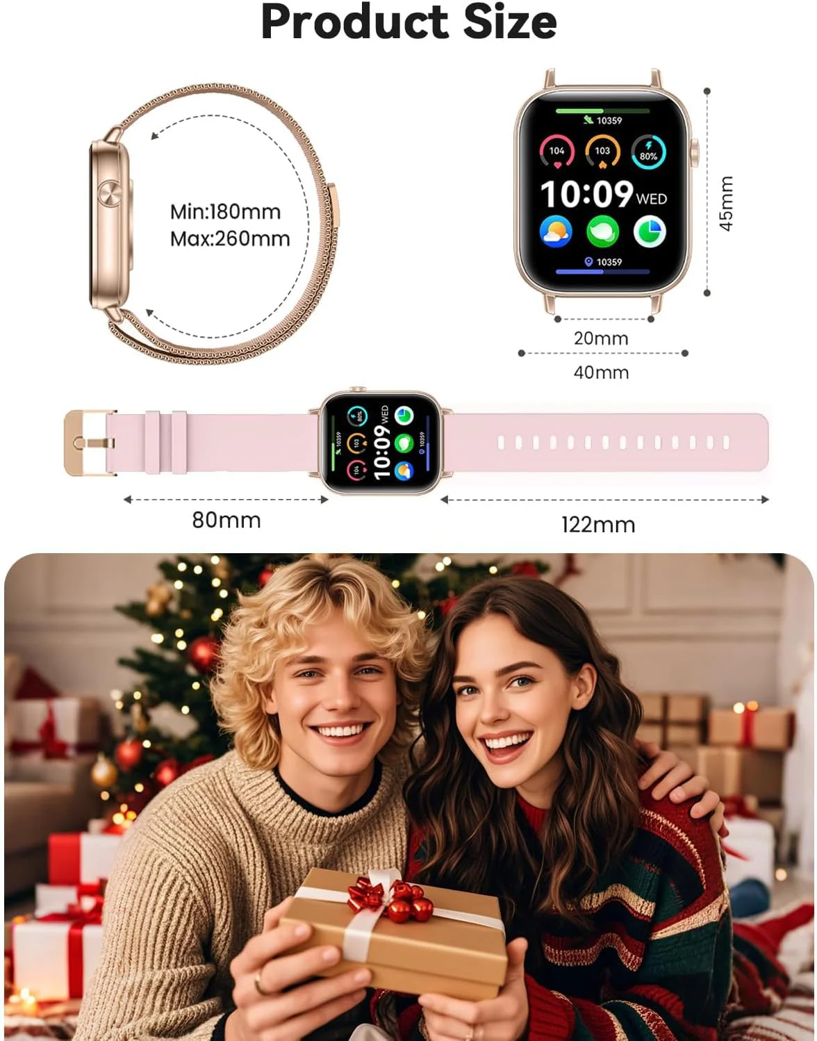 Smart Watches for Women, Android Smart Watch for Phones (Make Calls), 1.85" HD Fitness Tracker Watch with Blood Pressure/Heart Rate/Sleep Monitor, 110+ Sport Modes Fitness Watches for Women/Men - Image 3