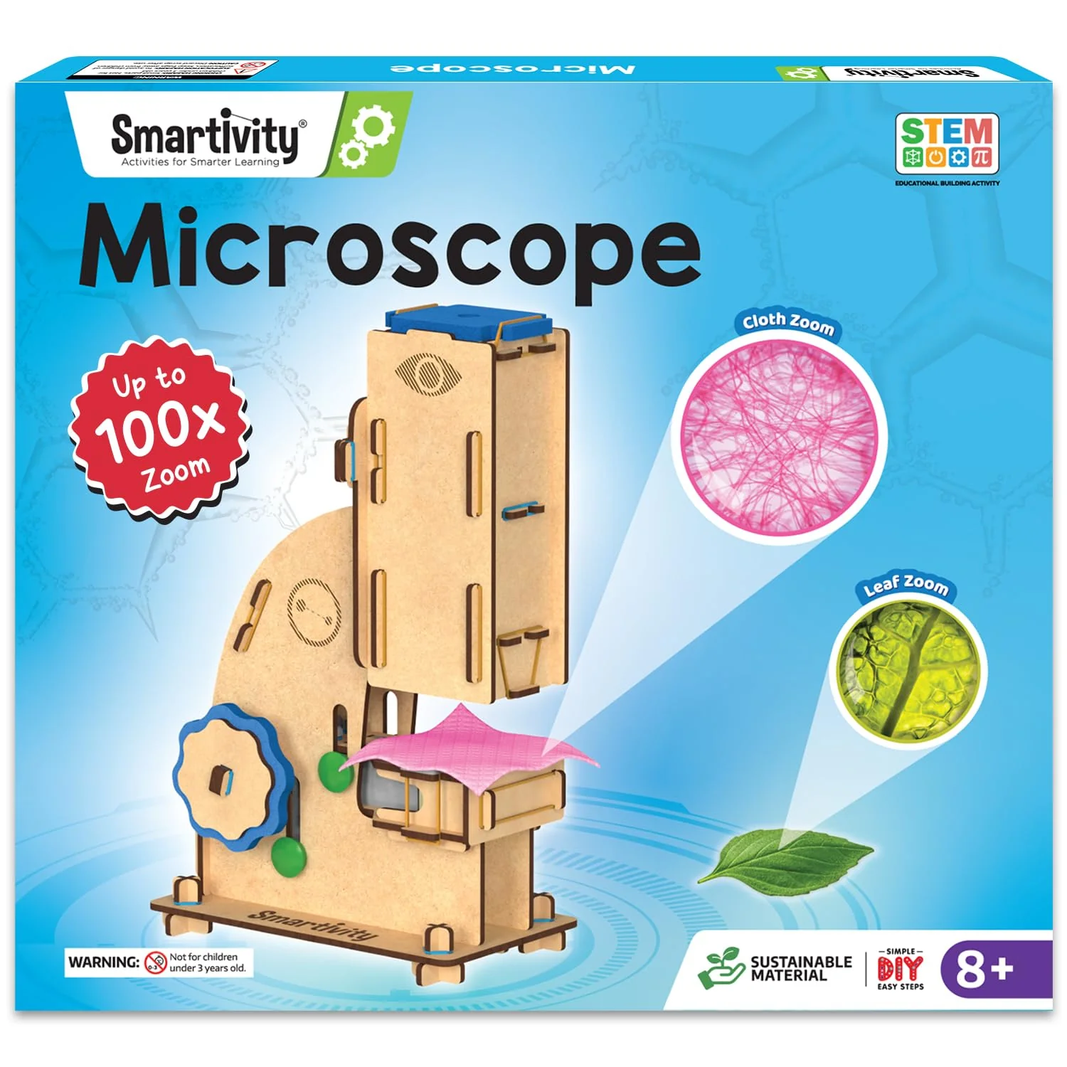 Smartivity Microscope 100x Zoom STEM Toy for Kids Age 8 to 14 Years Old | Cool Birthday Gifts Ideas for Boys & Girls | DIY Science Toys for 8,9,10,11,12,13,14 Years I Wooden Engineering Game 100x Microscope