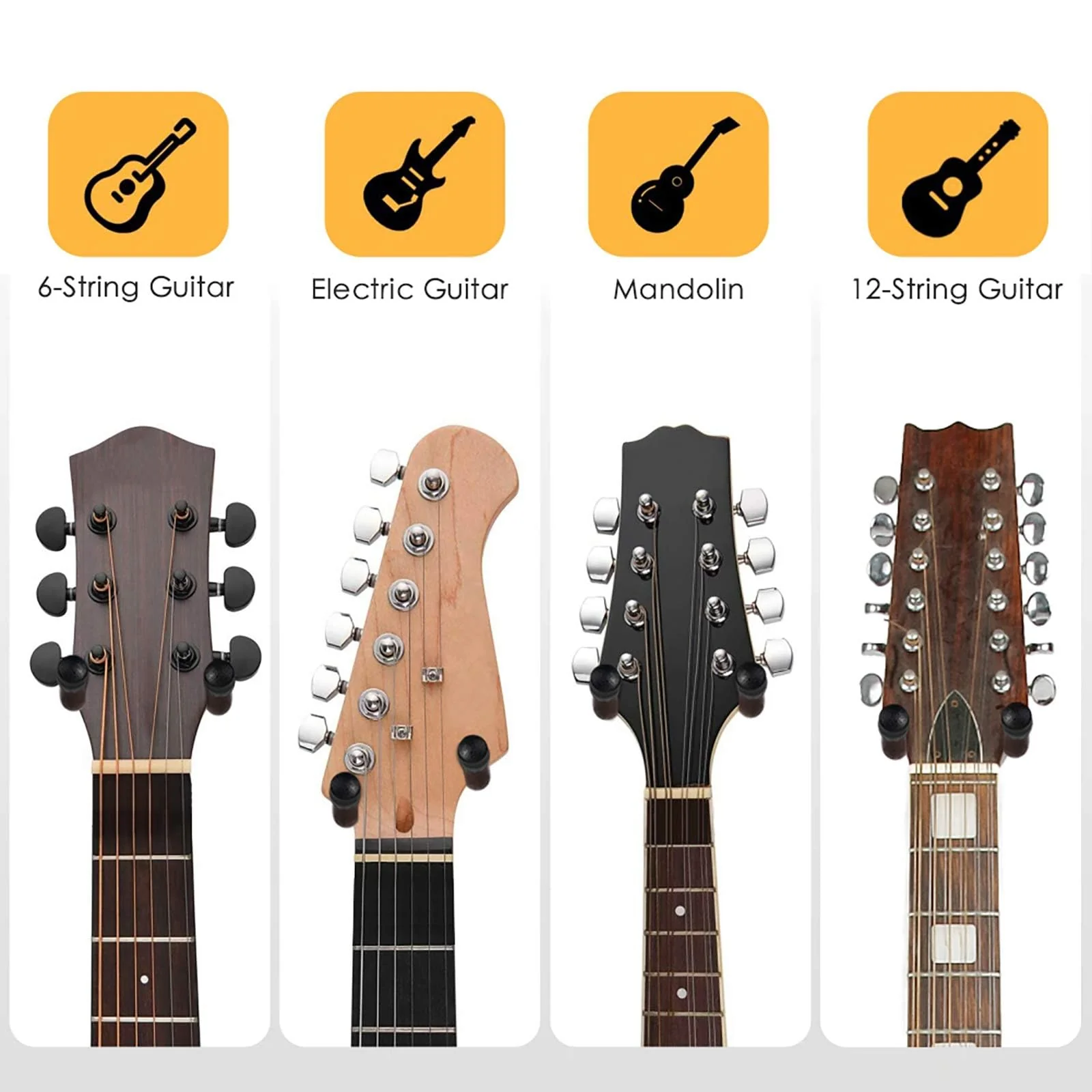 SNIGJAT Guitar Hanger 4 Pack, Hardwood Guitar Wall Mount, Rotatable Guitar Wall Hanger with Screws, V-Shaped Wall Hook Holder Stand for Acoustic Electric Guitar, Bass, Banjo, Mandolin Brown - Image 3