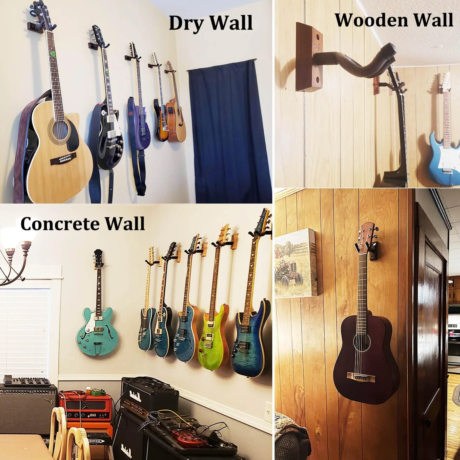 SNIGJAT Guitar Hanger 4 Pack, Hardwood Guitar Wall Mount, Rotatable Guitar Wall Hanger with Screws, V-Shaped Wall Hook Holder Stand for Acoustic Electric Guitar, Bass, Banjo, Mandolin Brown - Image 5