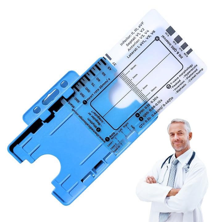 SNONESIY ECG 7 Step Ruler, Transparent ECG Calipers Meter, Plastic, 9 x 6.5 cm