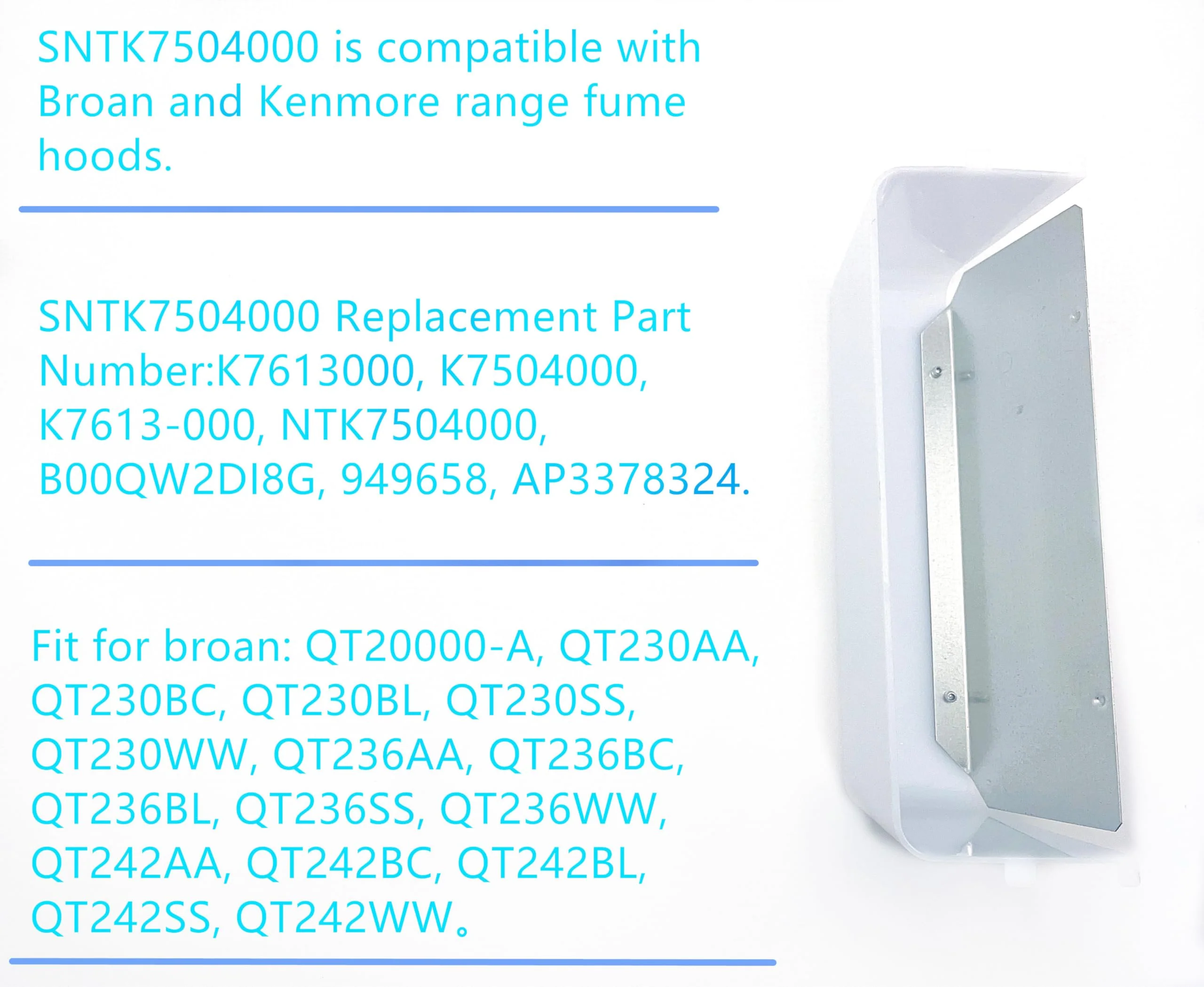 SNTK7504000 Range Vent Hood Light Lens compatible with Broan and Kenmore range fume hoods. - Image 3