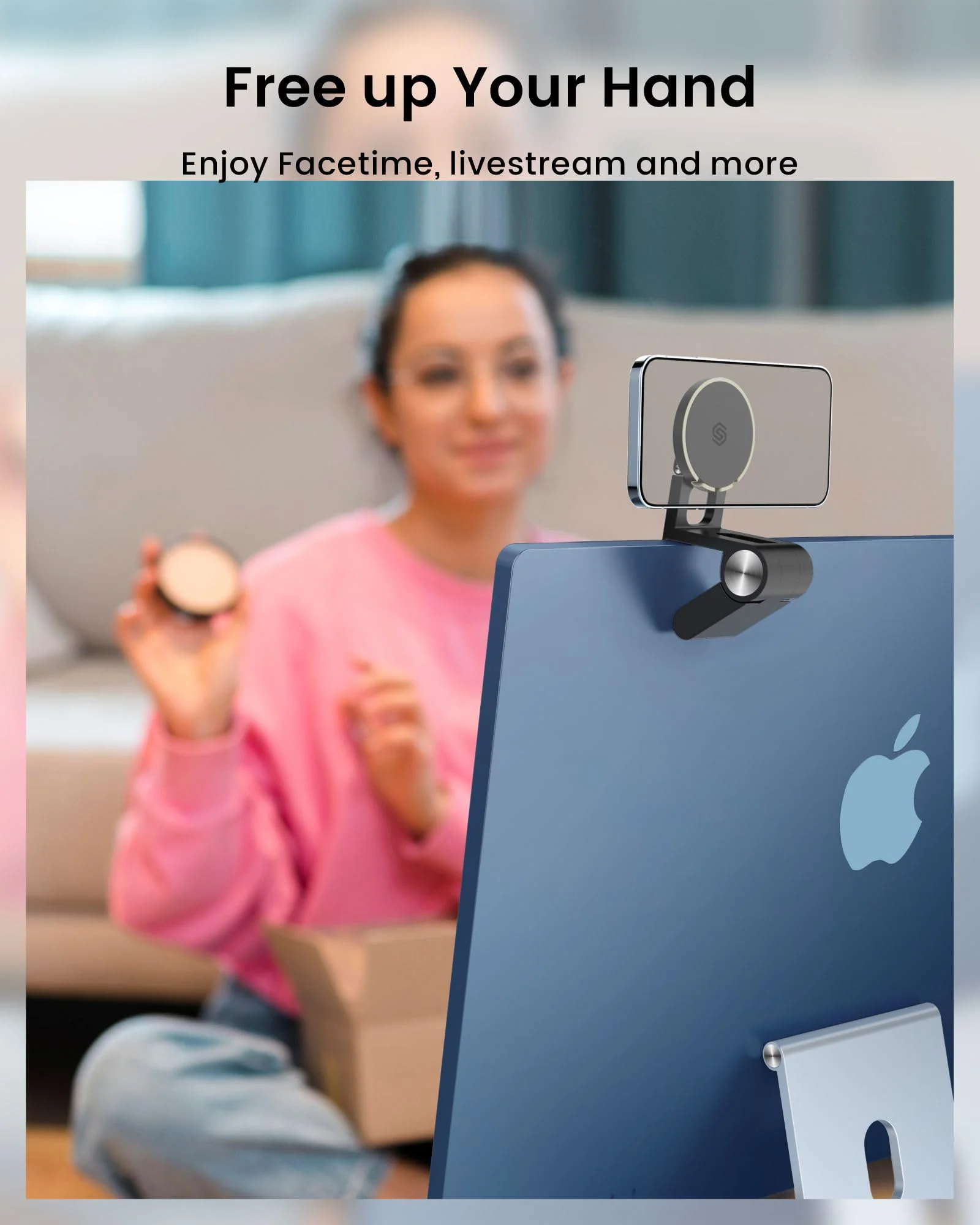 SODI Continuity Camera Mount for Desktop Monitor & iMac Compatible iPhone Webcam Mount with Mag-Safe for Mac and Displays, Mac OS Ventura, Work for Facetime, Desk View, Black Matte Black - Image 9