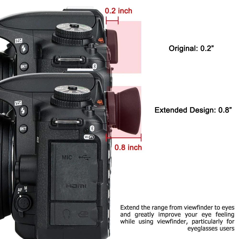 Soft Extended Eyecup Eyepiece Eyeshade for Nikon D7500 D7200 D7100 D7000 D5200 D5100 D3500 D3400 D3300 D3200 D3100 D750 D610 D600 D300 Viewfinder Replace Nikon DK-20 21 23 24 25 28 Replaces Nikon DK-20/21/23/24/25/28 - Image 3