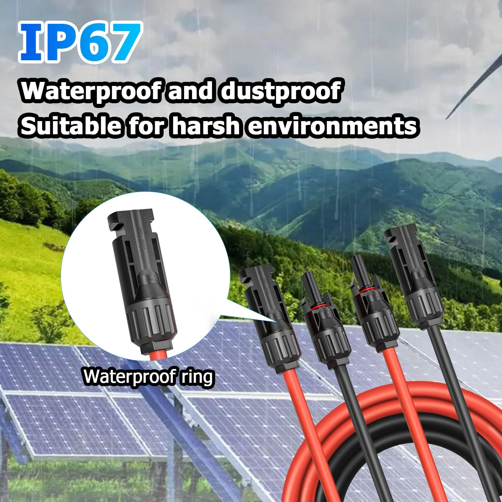 Solar Cable Extension, 4 mm² 1/2/3/5/10 m Solar Cable Extension, Photovoltaic Solar Cable, Connection Cable, Solar Plug, IP67 Waterproof Plug (4 mm²/5 m) 4 mm²/5 m - Image 2