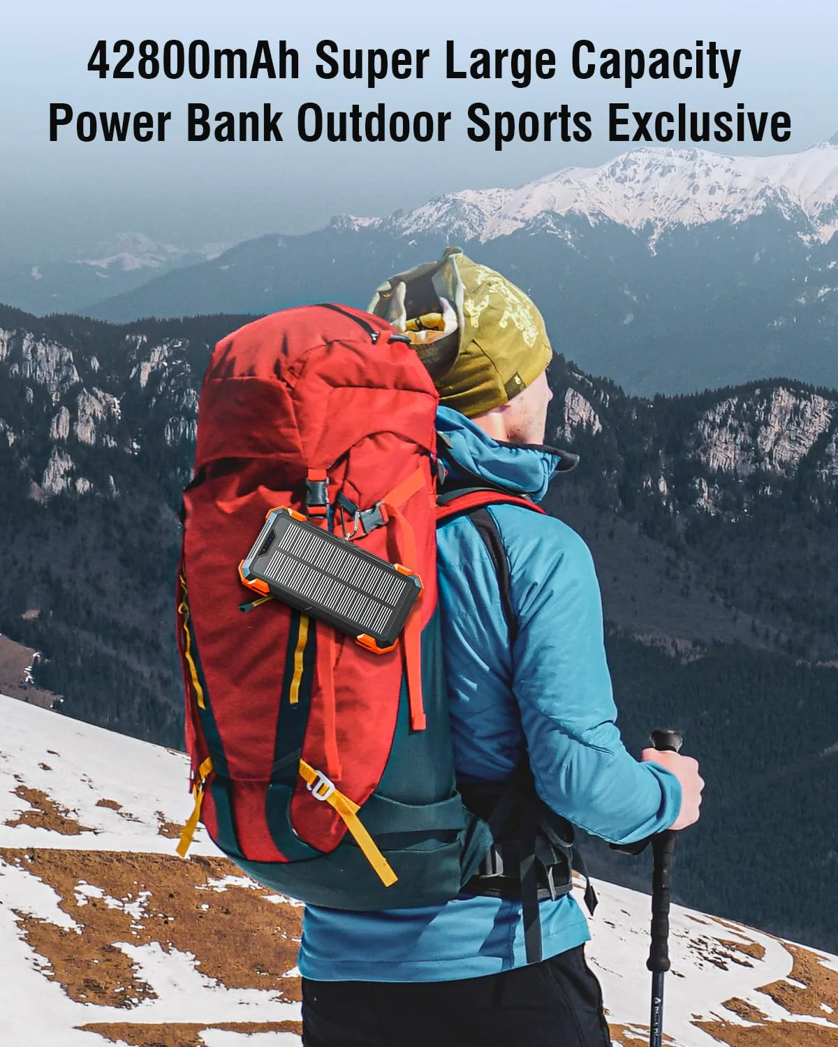 Solar Charger Power Bank, 42800mAh Wireless Portable Charger with USB-C in/Output, QC3.0 Fast Charging 15W 4 Ports Outdoor Battery Pack Built-in Dual Led Flashlights for iPhone Samsung etc Orange - Image 7