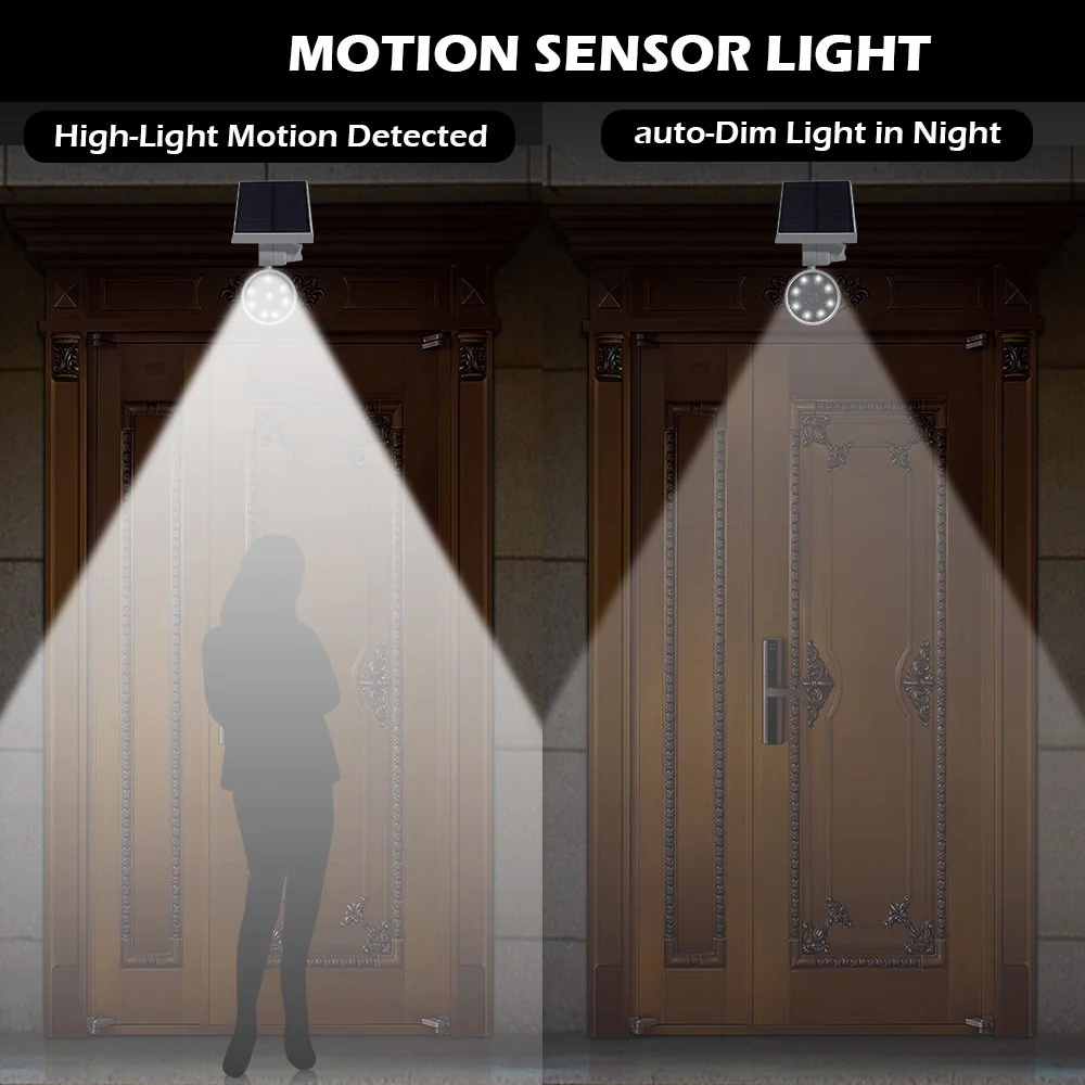 Solar Motion Sensor Lights Outdoor 9-Watt(110W Equ.) 1400-Lumen Aluminum Solar Motion Spotlights Flood Security for Outside Garden Driveway Garage Home, 2-Year 100% FREE Warranty Guarantee(White) White - Image 3